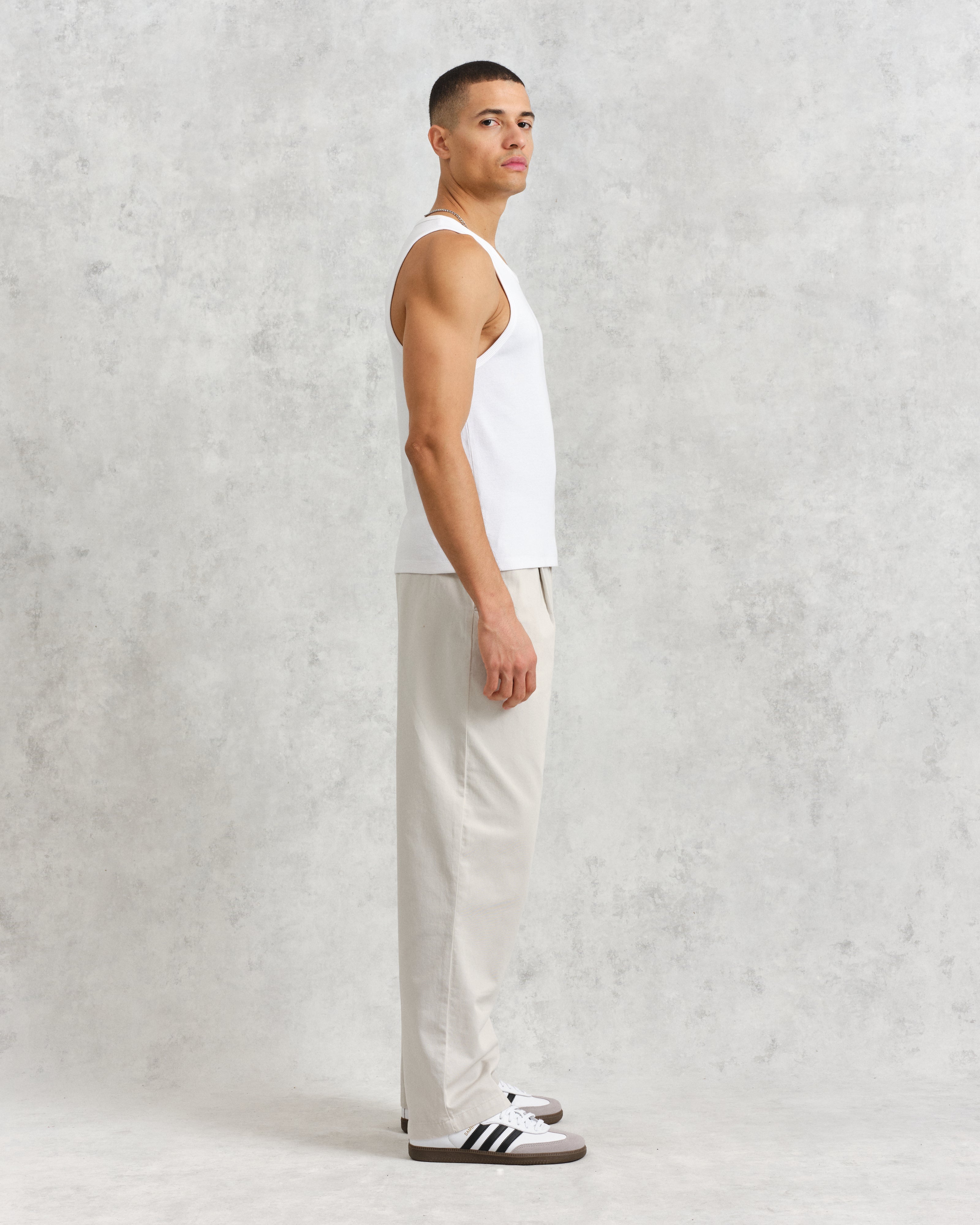 Montague - White Ribbed Organic Cotton Vest