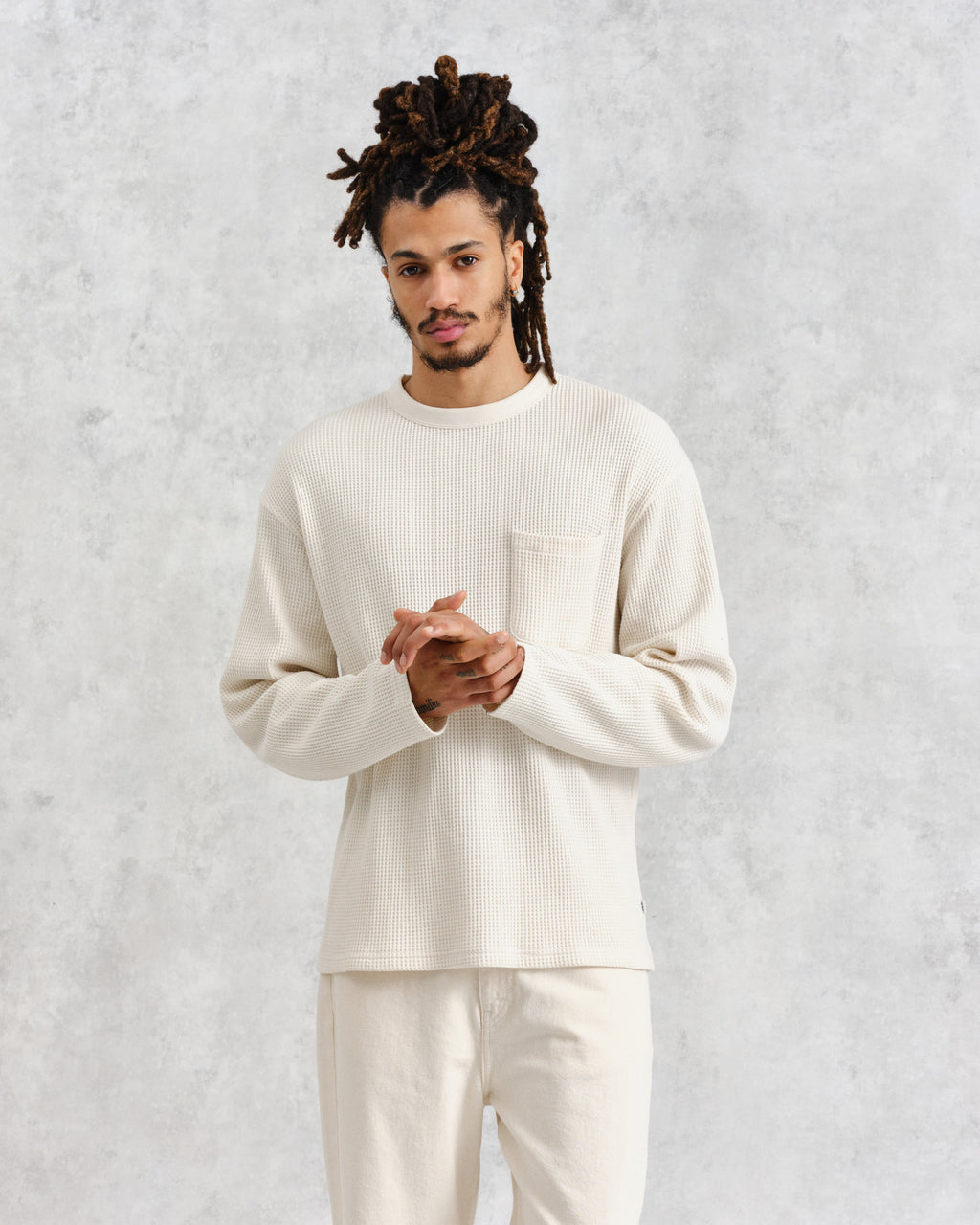 Moore - Ecru Organic Waffle Textured Cotton T-Shirt