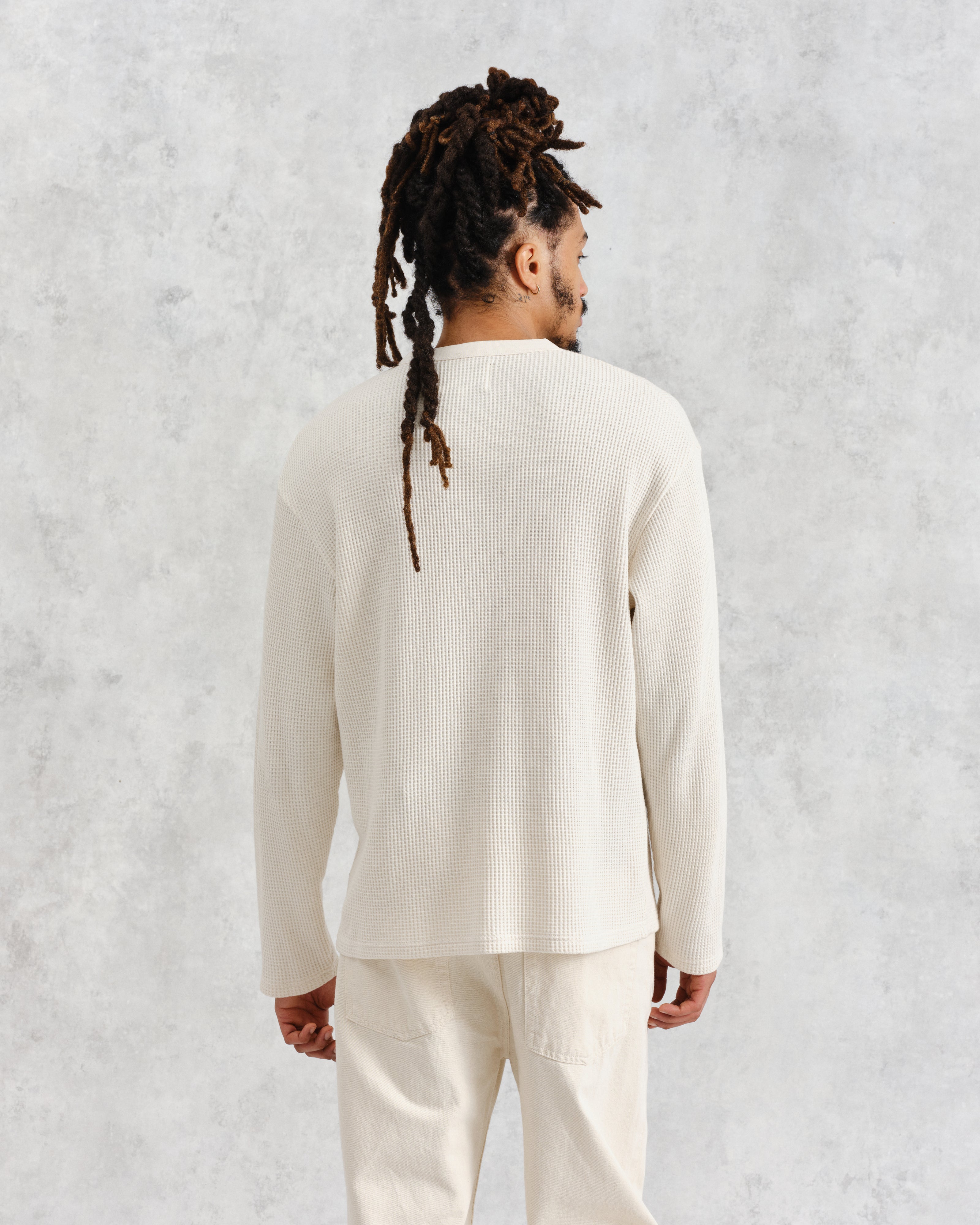 Moore - Ecru Organic Waffle Textured Cotton T-Shirt