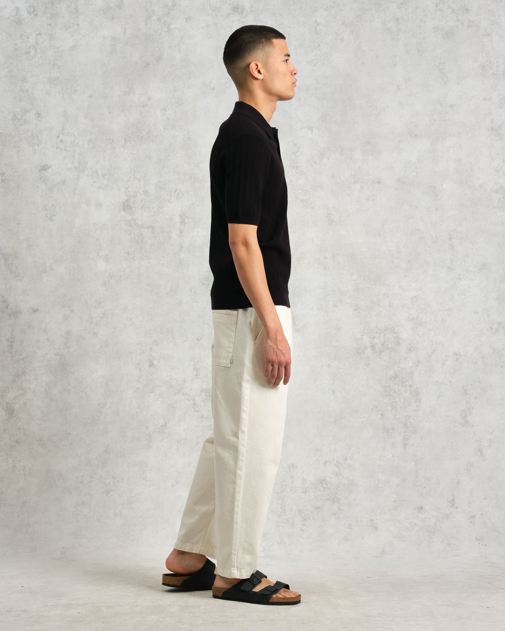 Naples - Black Textured Knitted Polo Shirt