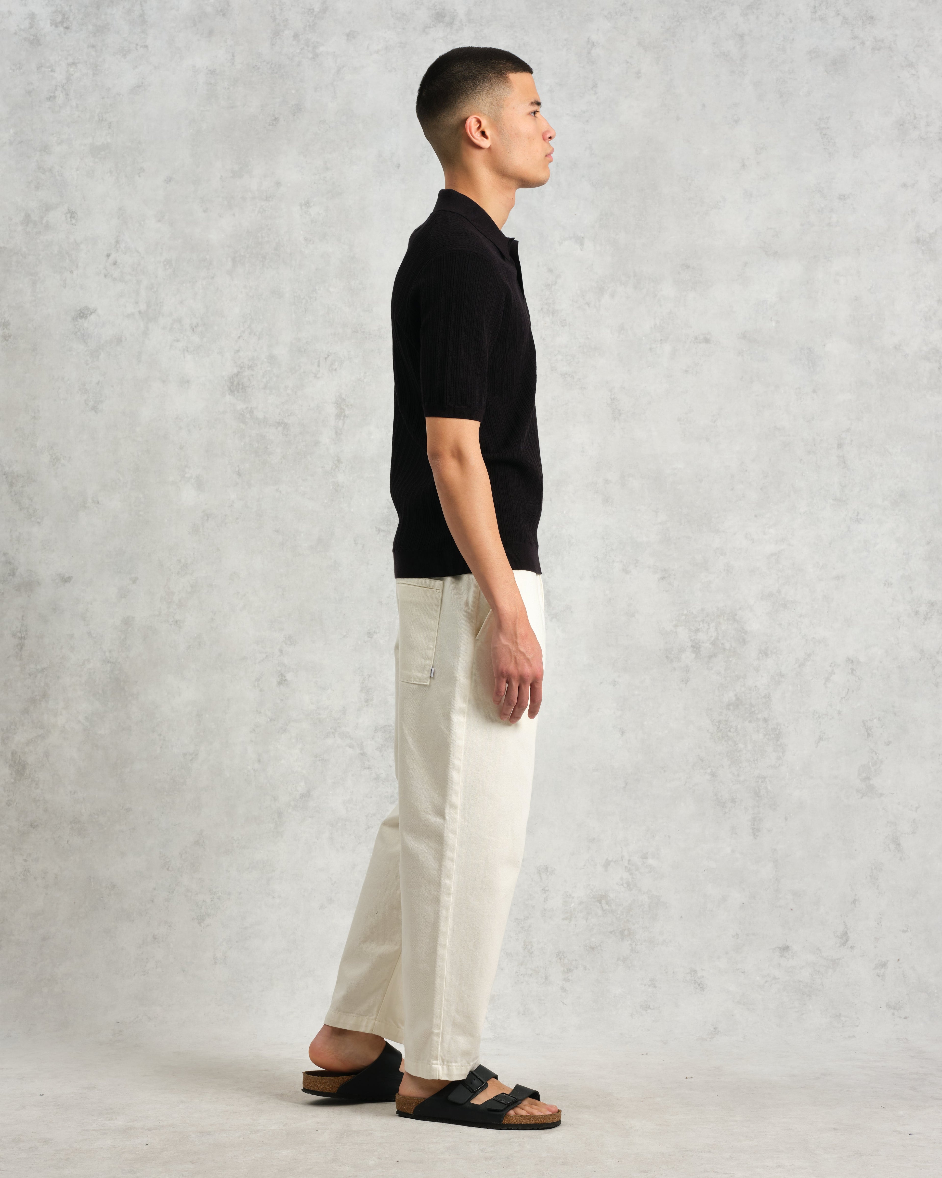 Naples - Black Textured Knitted Polo Shirt