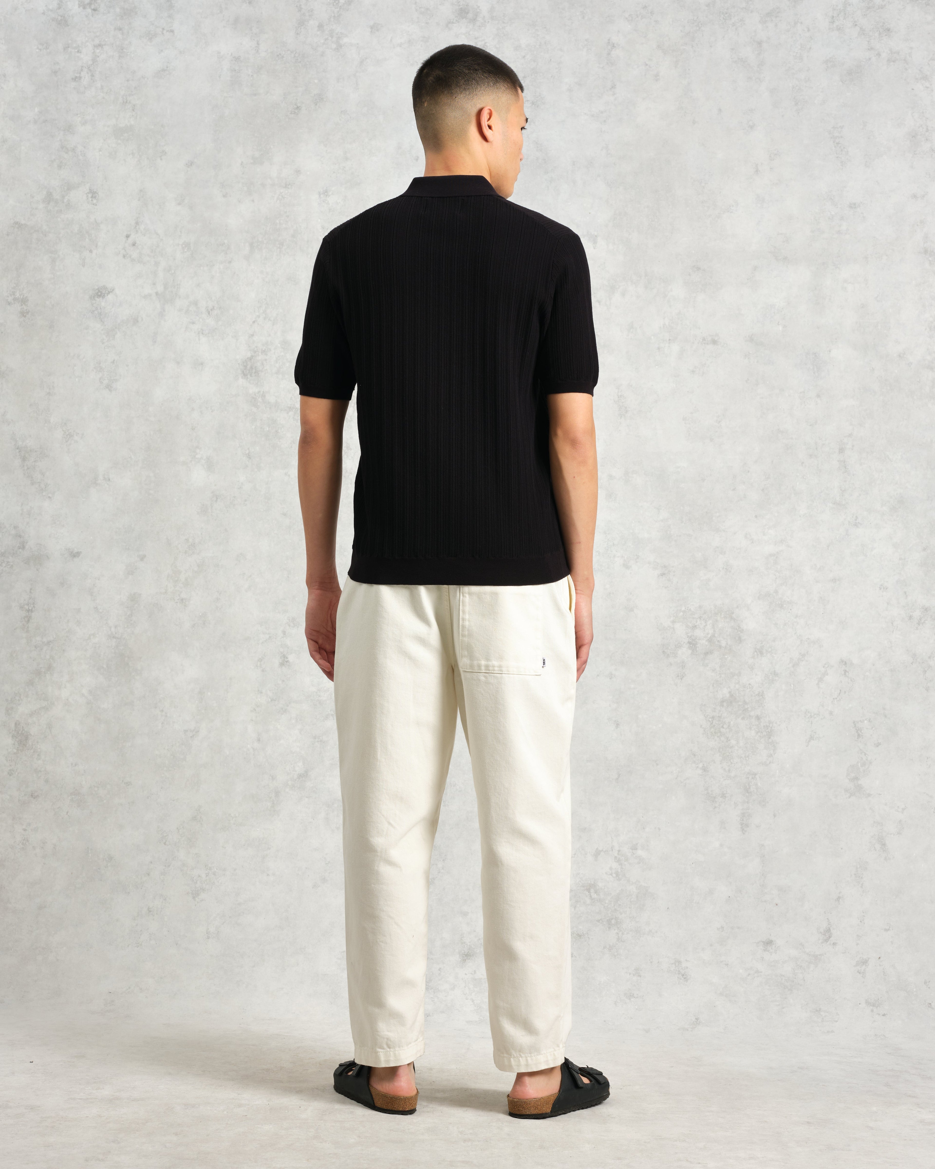 Naples - Black Textured Knitted Polo Shirt