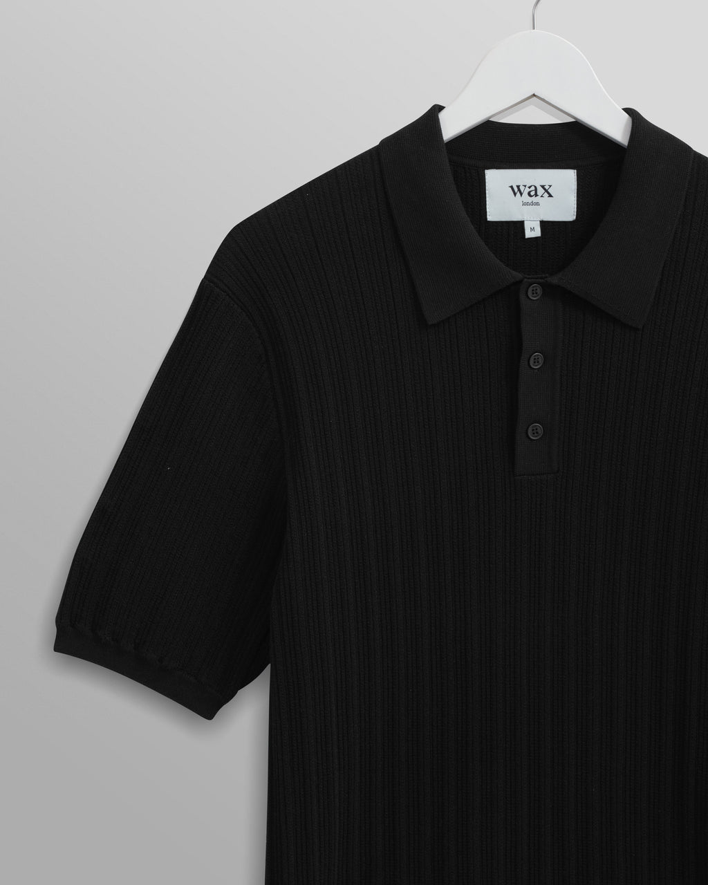 Naples - Black Textured Knitted Polo Shirt