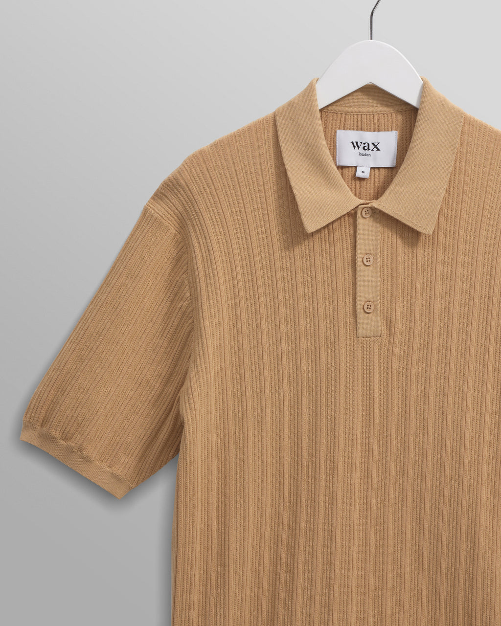 Naples - Camel Textured Knitted Polo Shirt