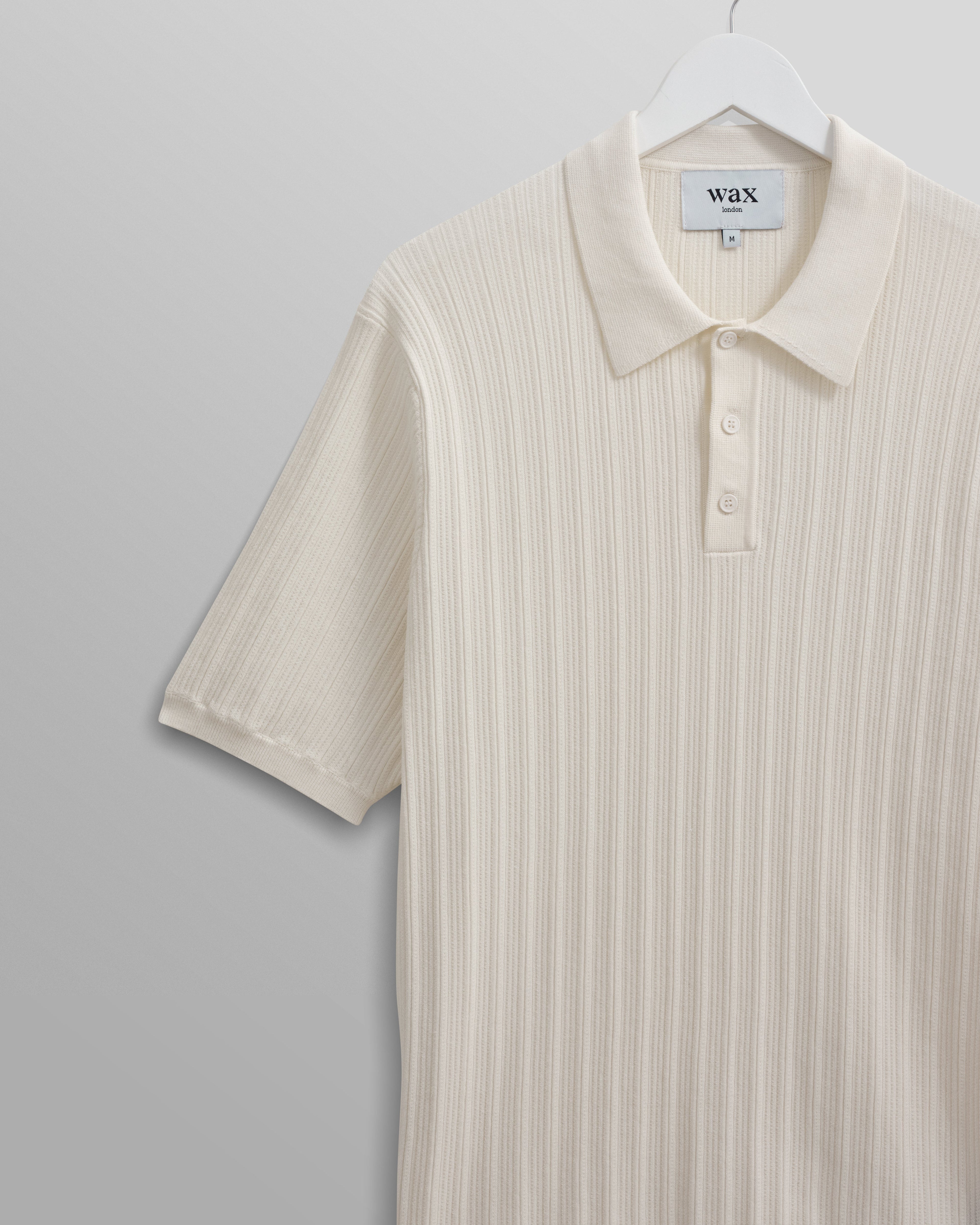 Naples - Ecru Textured Knitted Polo Shirt