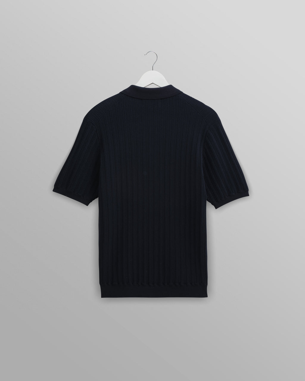 Naples - Midnight Navy Textured Knitted Polo Shirt