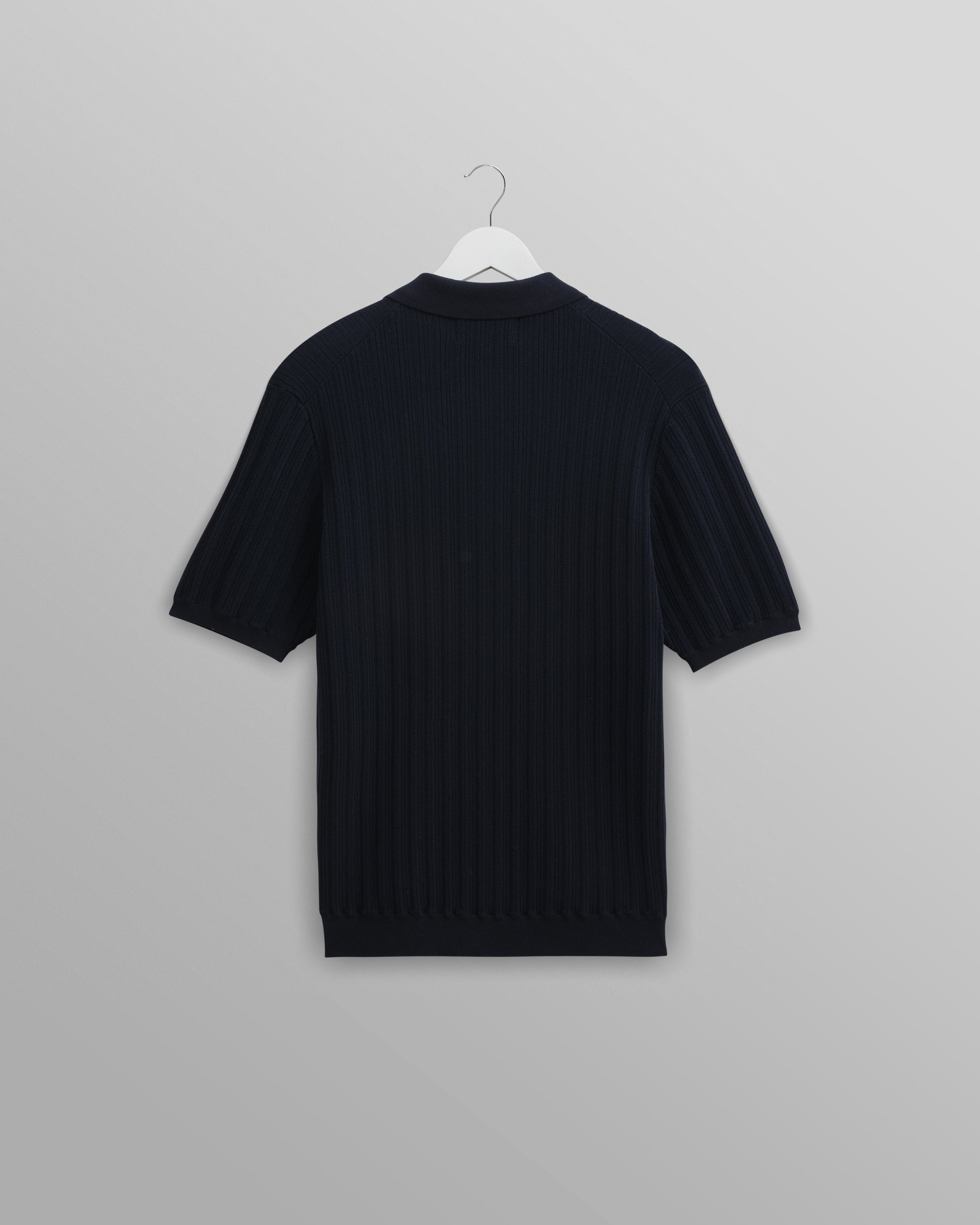 Naples - Midnight Navy Textured Knitted Polo Shirt