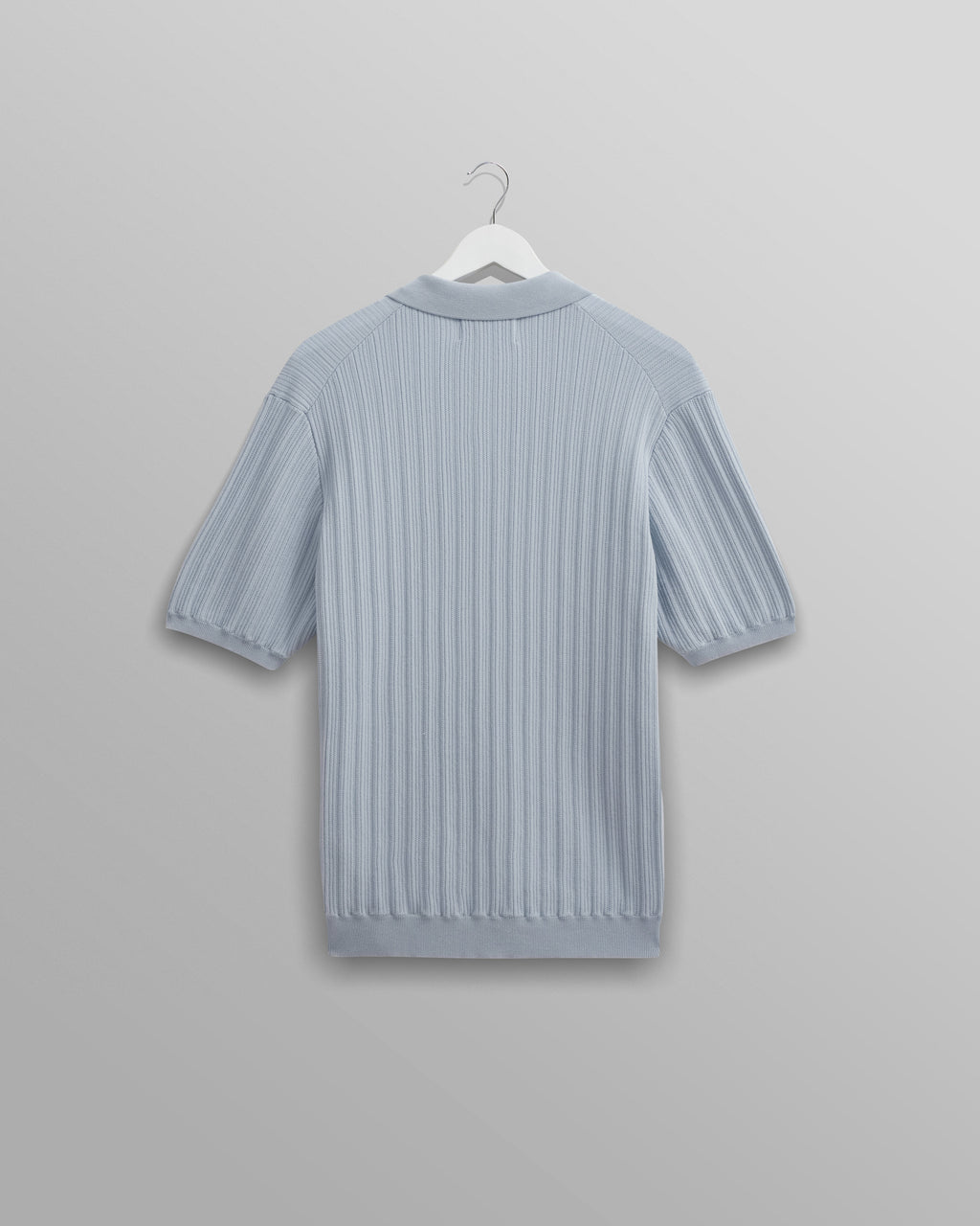 Naples - Pale Blue Textured Knitted Polo Shirt