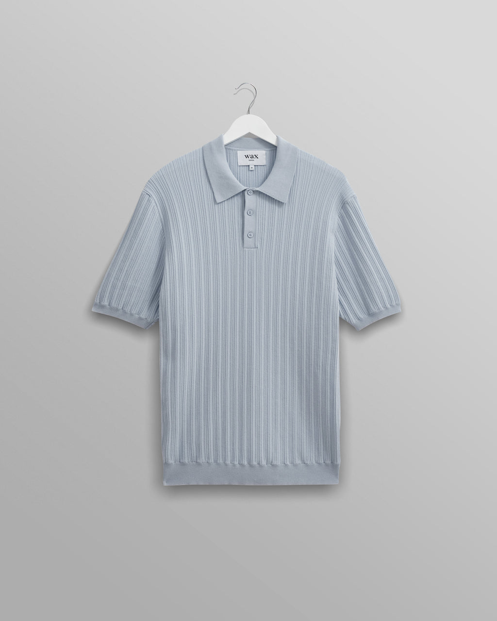 Naples - Pale Blue Textured Knitted Polo Shirt