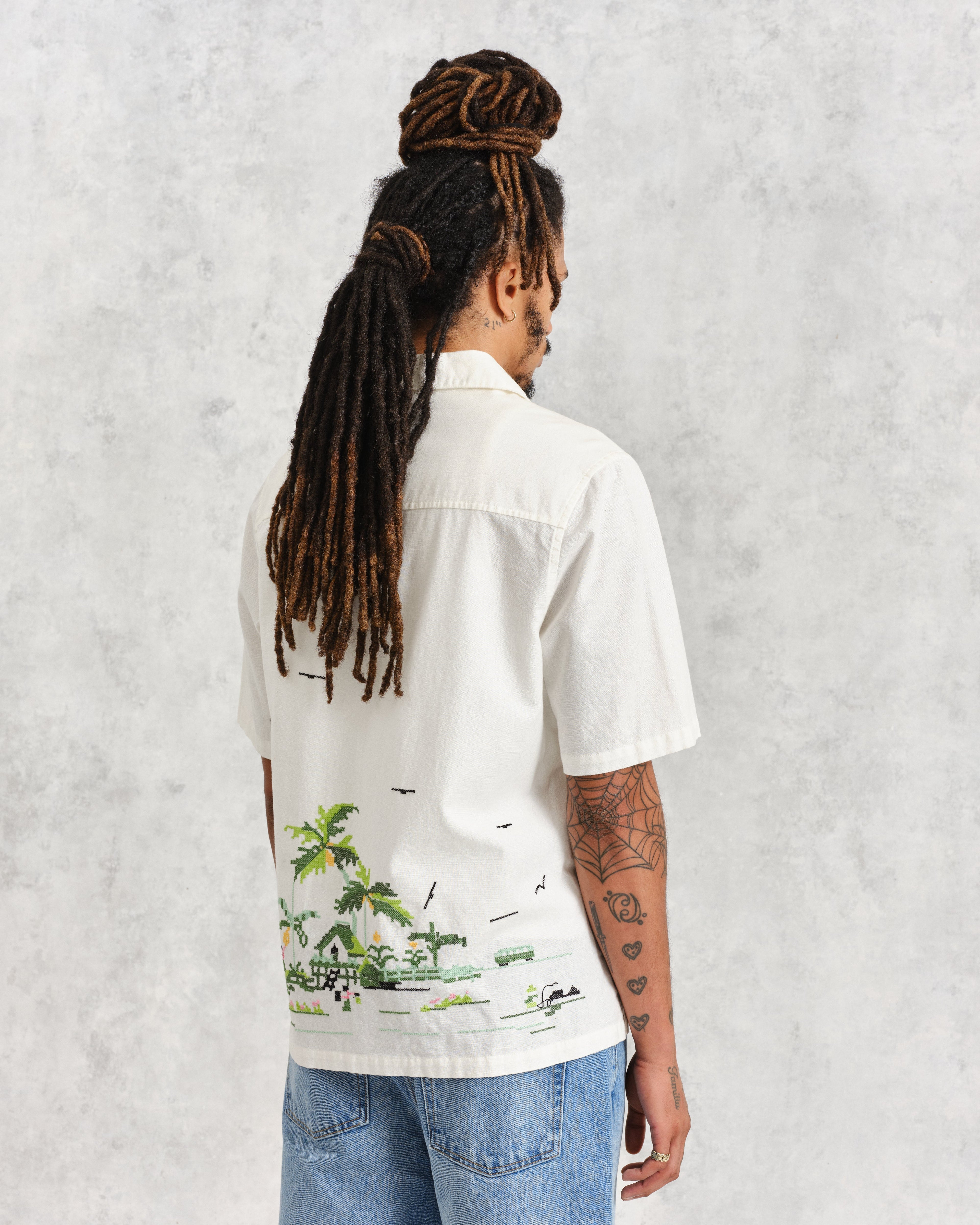 Newton - Ecru Paradise Stitch Short Sleeve Shirt