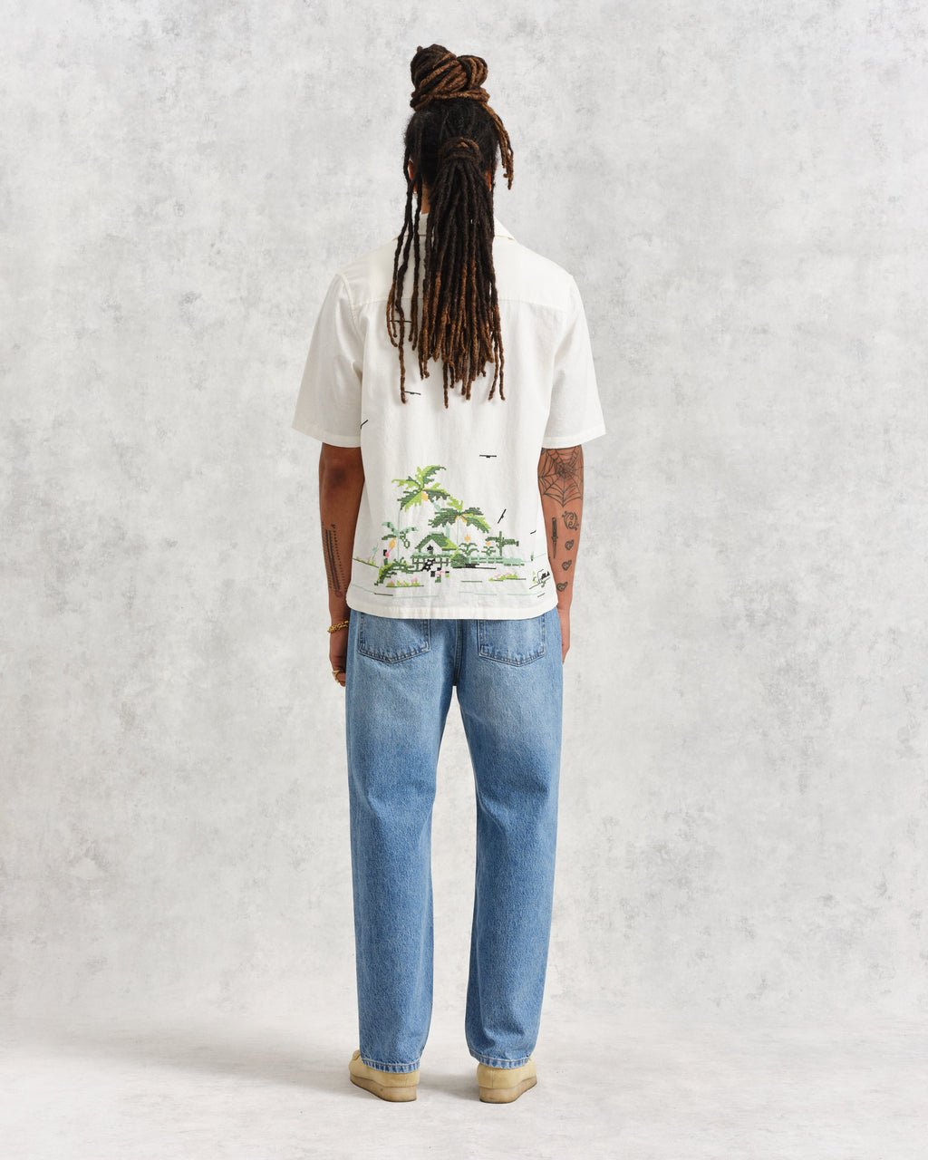 Newton - Ecru Paradise Stitch Short Sleeve Shirt