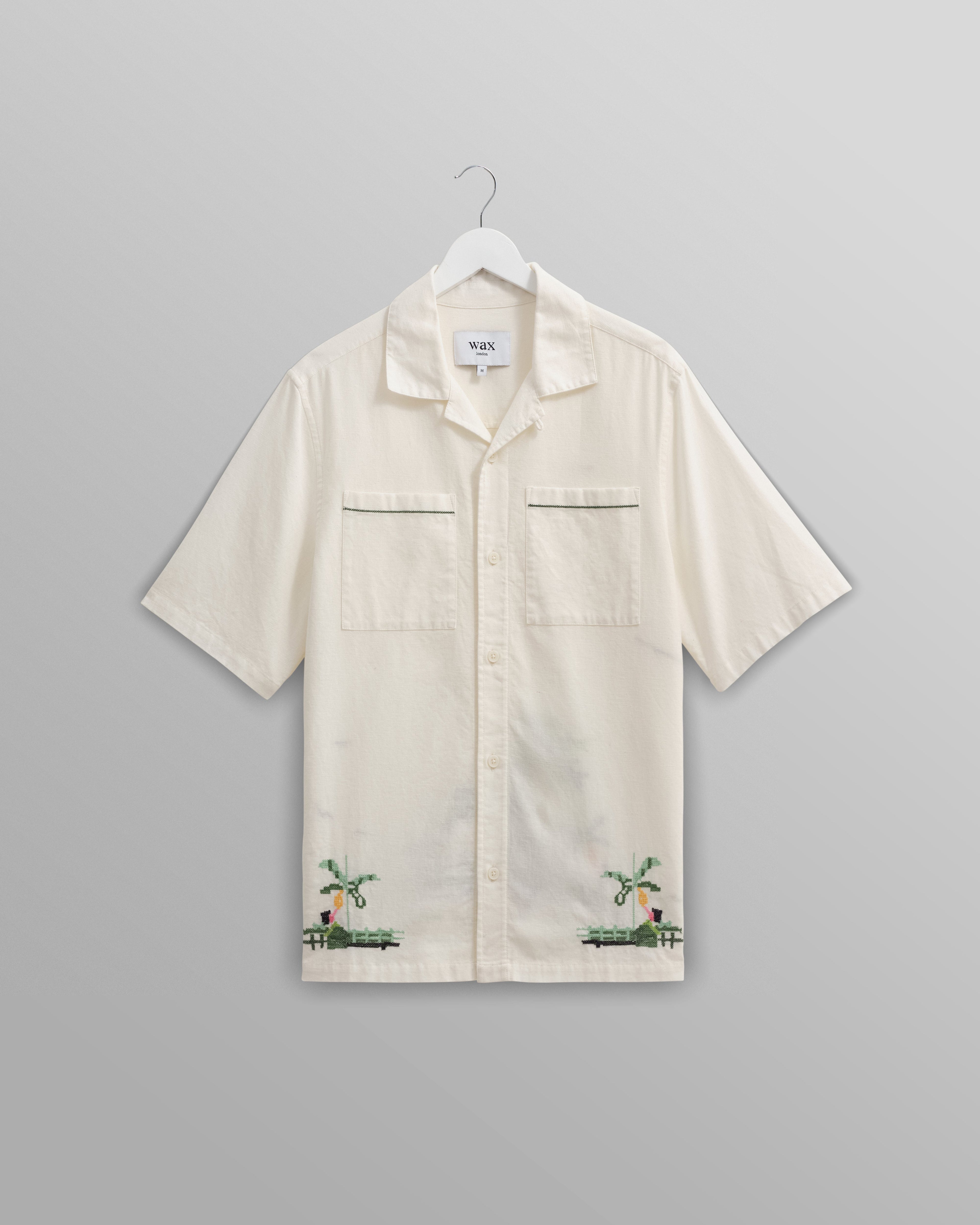 Newton - Ecru Paradise Stitch Short Sleeve Shirt