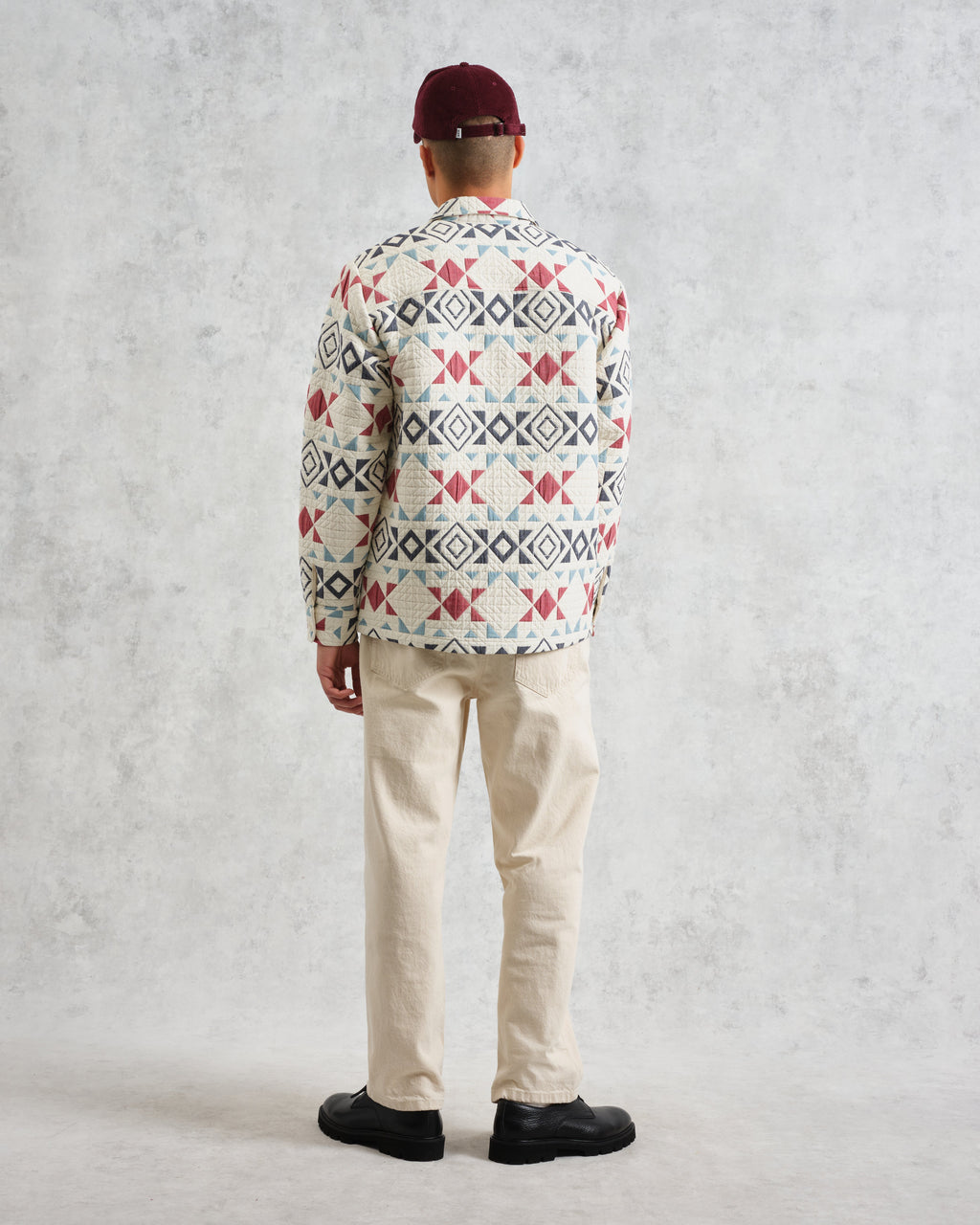 Otto - Ecru And Red Quilted Overshirt