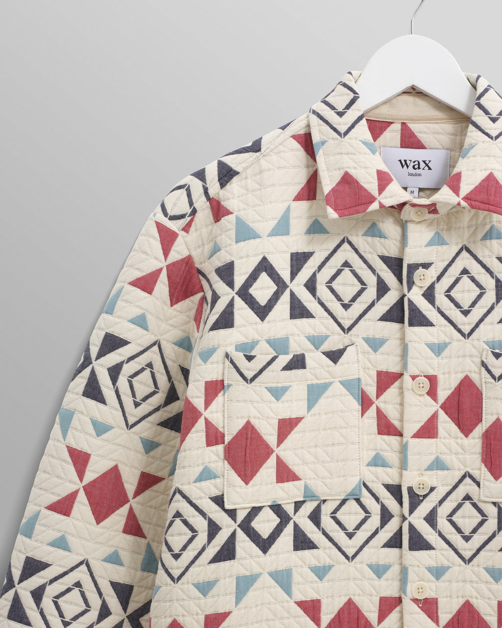 Otto - Ecru And Red Quilted Overshirt