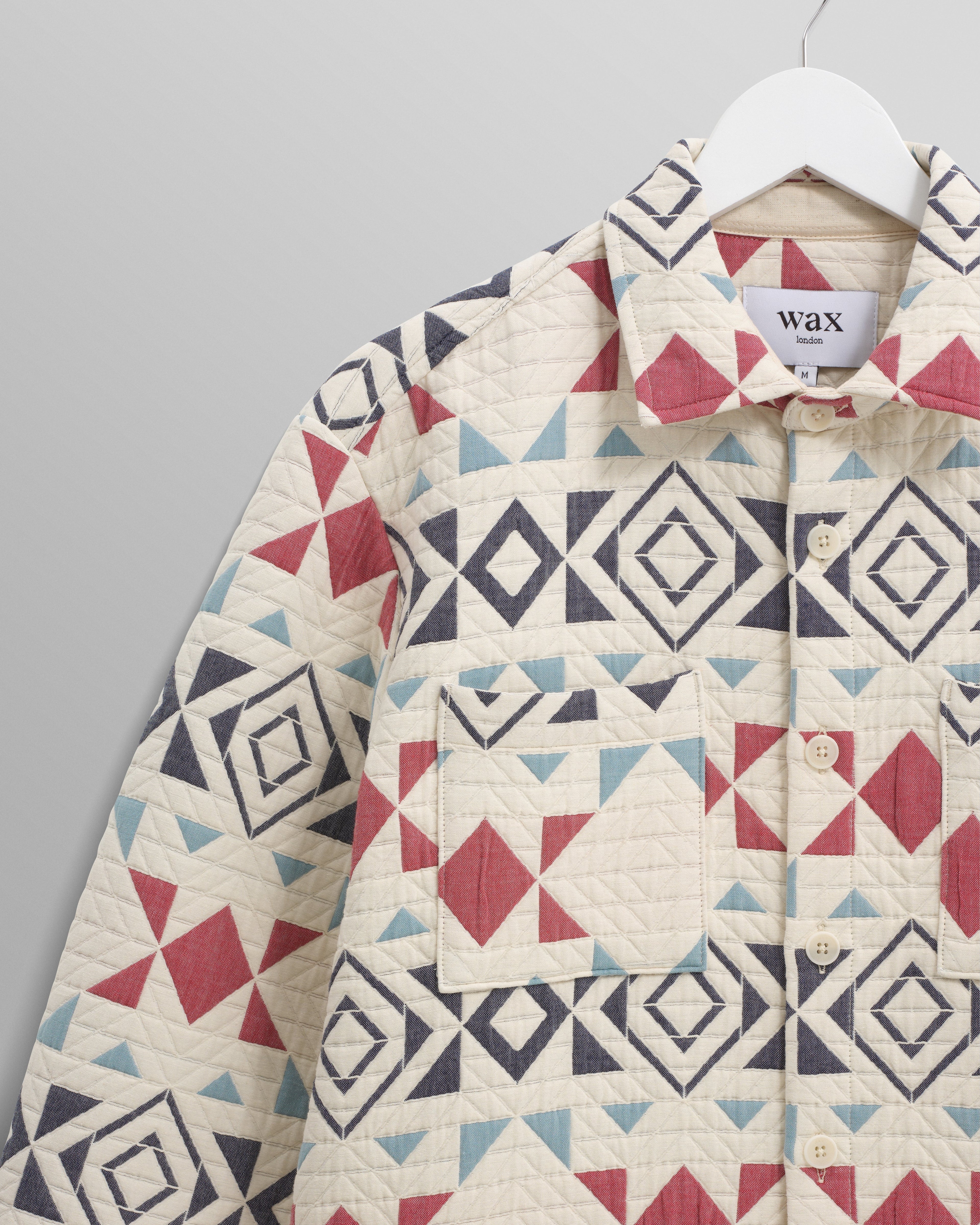 Otto - Ecru And Red Quilted Overshirt