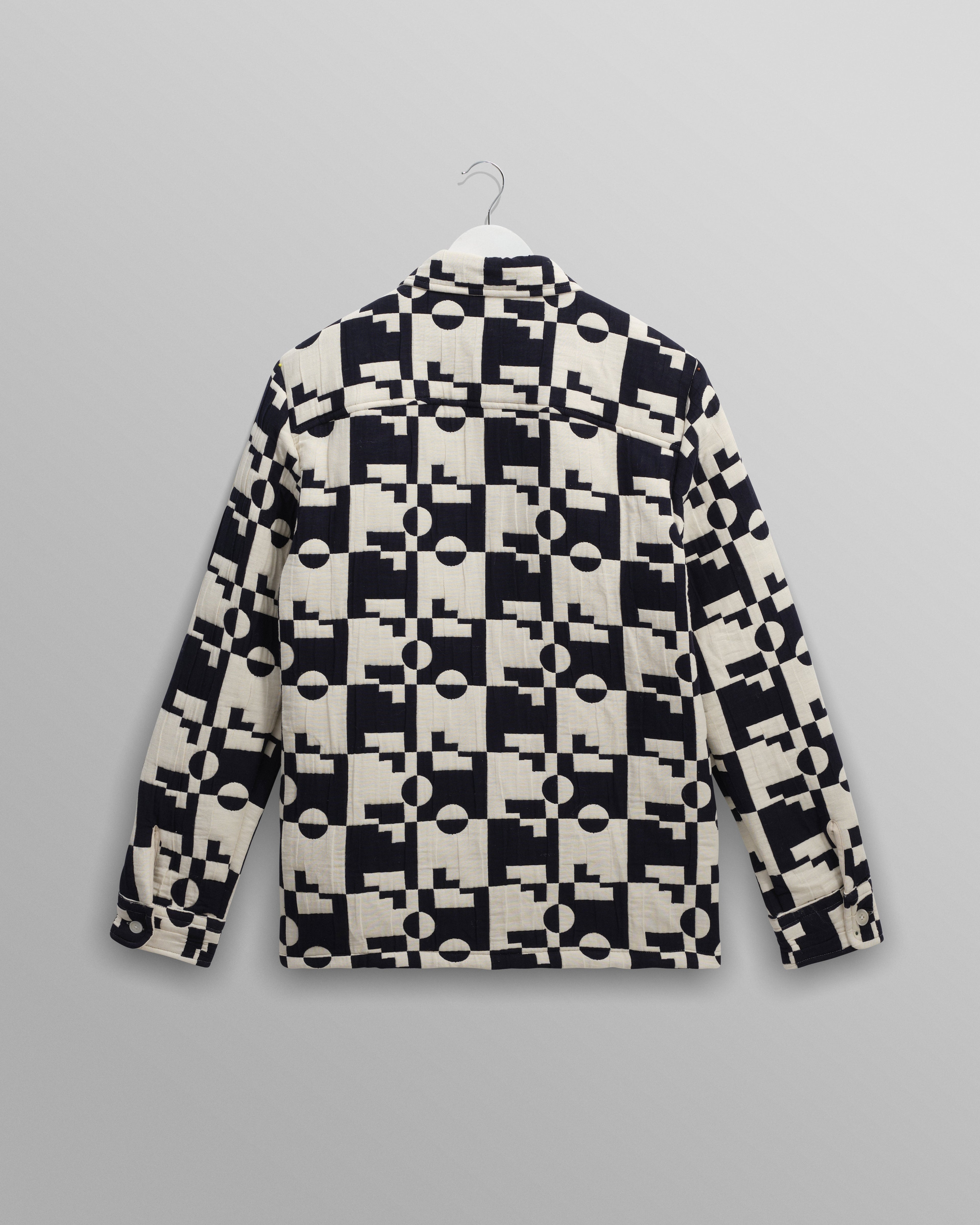 Otto - Navy And Ecru Jigsaw Jacquard Overshirt