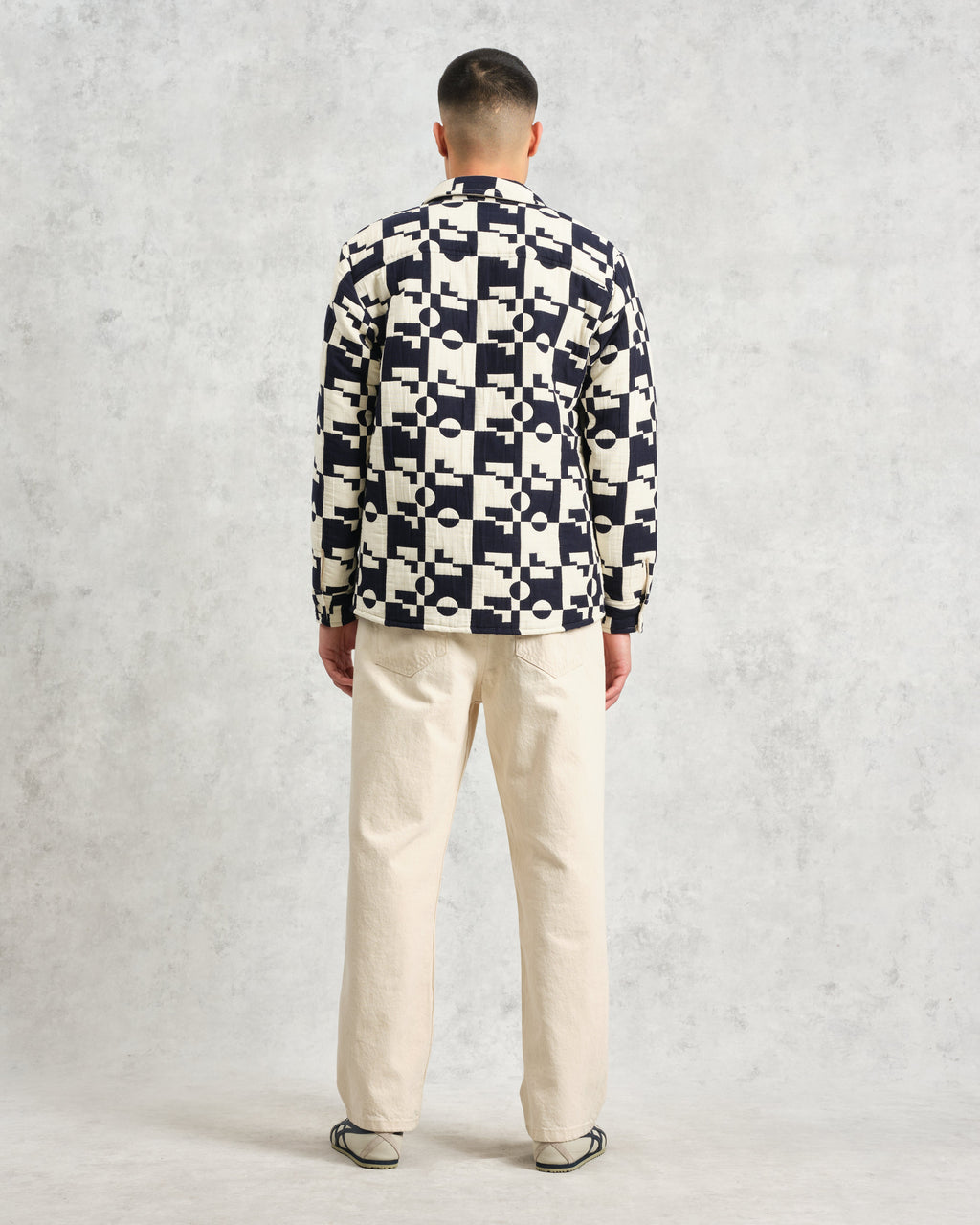 Otto - Navy And Ecru Jigsaw Jacquard Overshirt