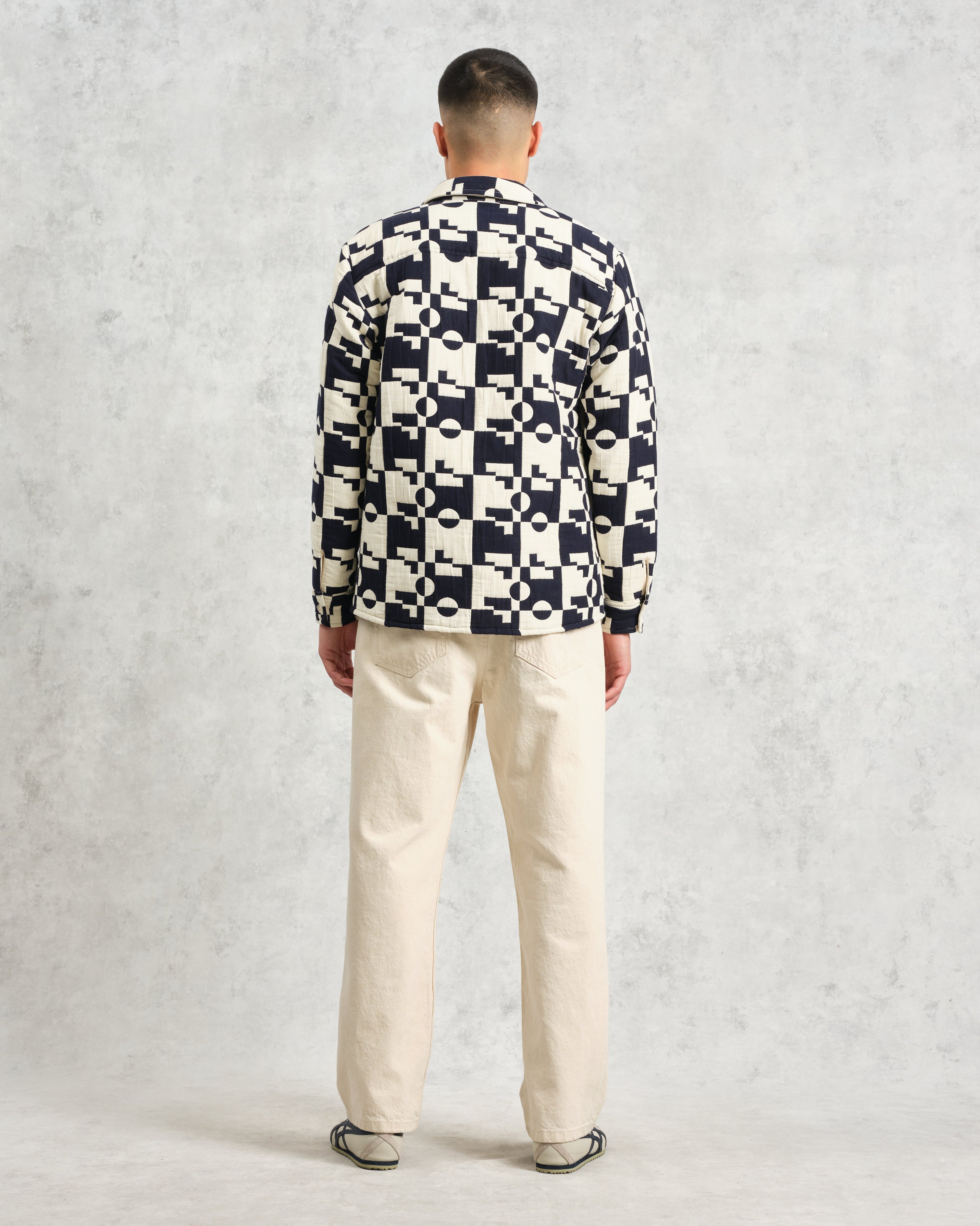 Otto - Navy And Ecru Jigsaw Jacquard Overshirt