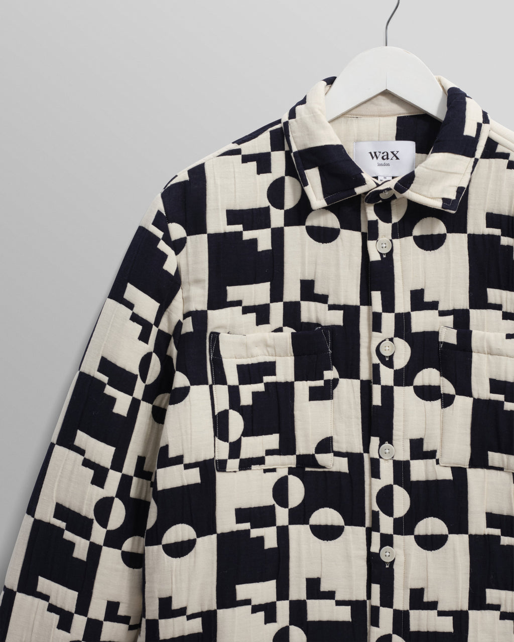 Otto - Navy And Ecru Jigsaw Jacquard Overshirt