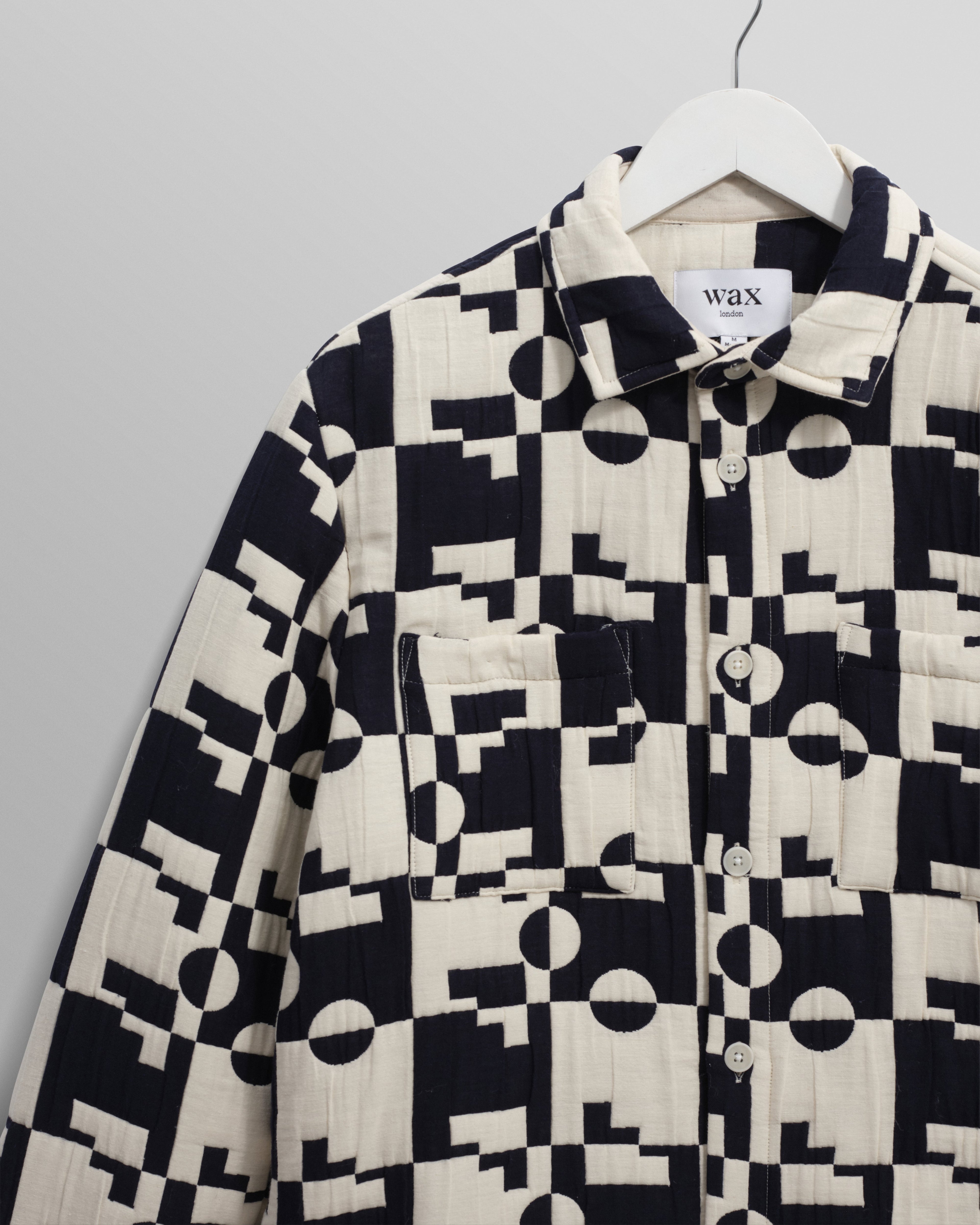 Otto - Navy And Ecru Jigsaw Jacquard Overshirt