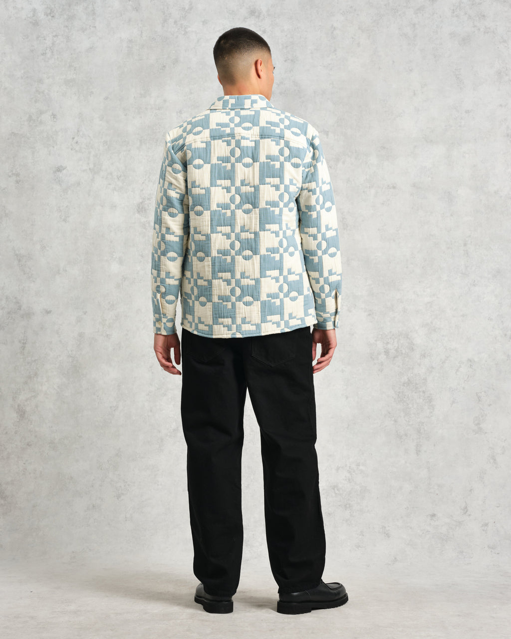 Otto - Pale Blue And Ecru Jigsaw Jacquard Overshirt