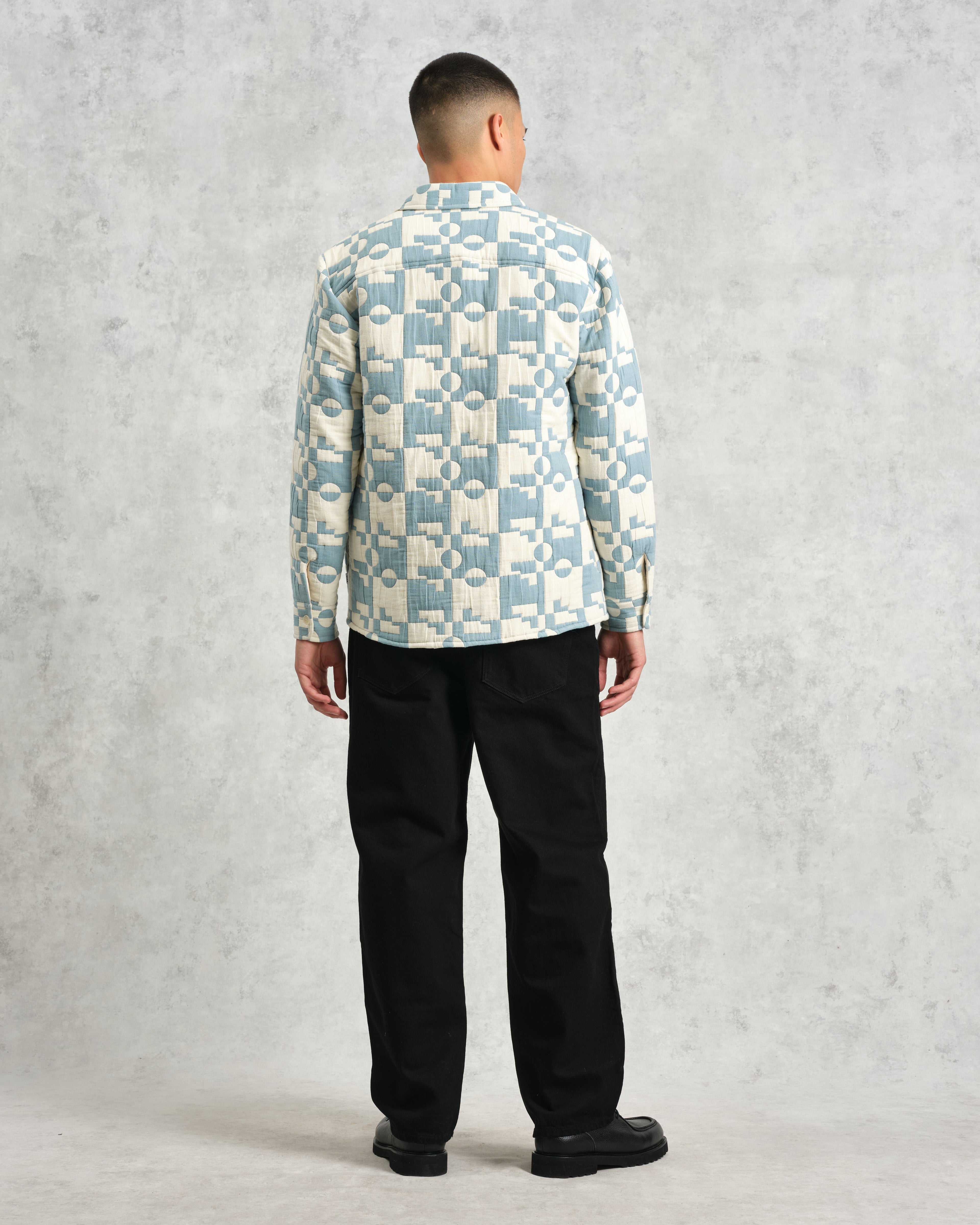 Otto - Pale Blue And Ecru Jigsaw Jacquard Overshirt
