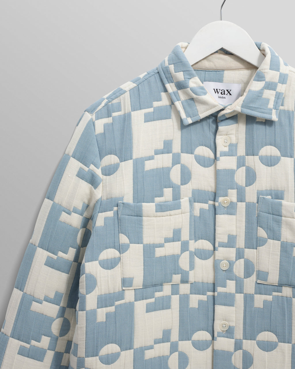 Otto - Pale Blue And Ecru Jigsaw Jacquard Overshirt