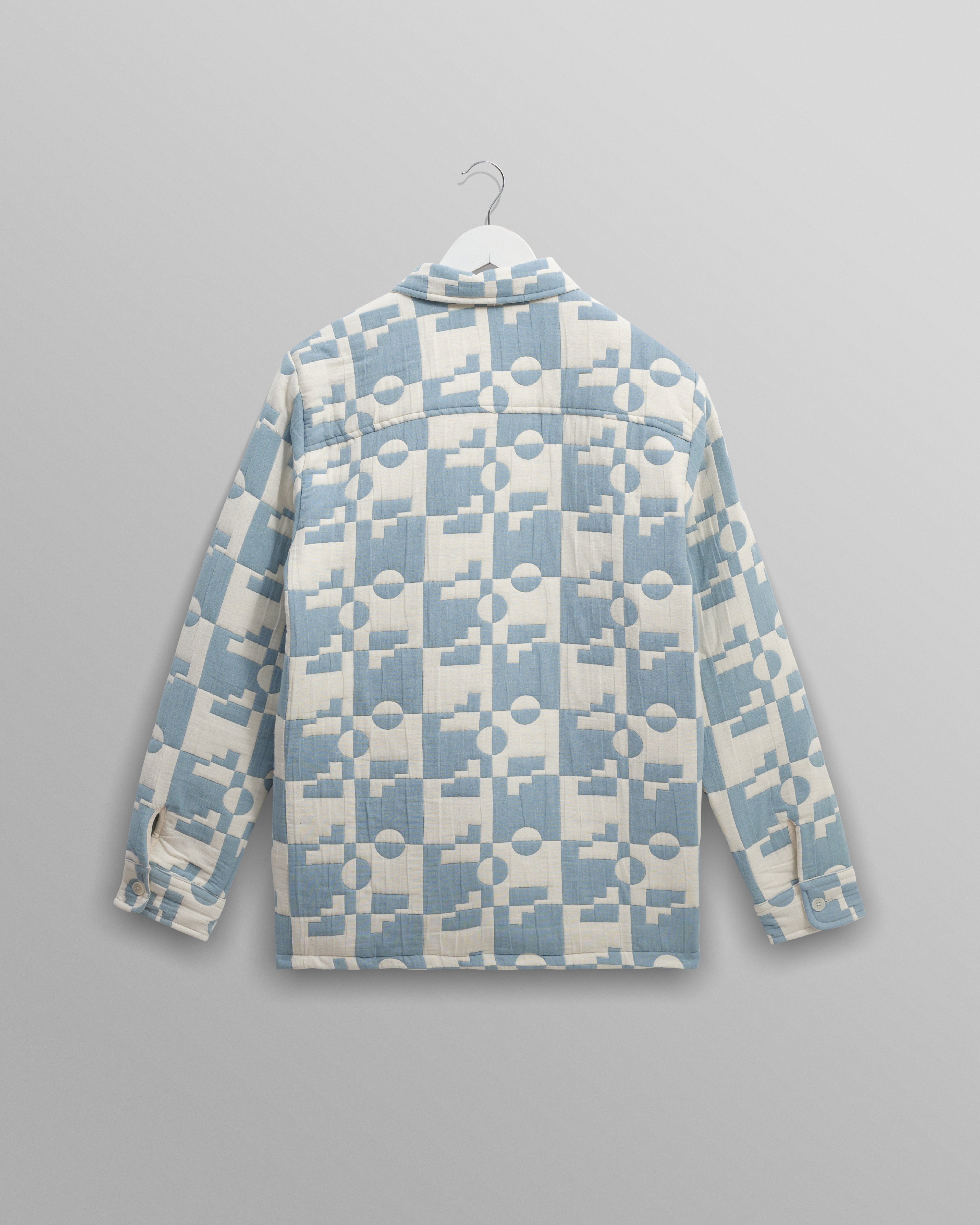 Otto - Pale Blue And Ecru Jigsaw Jacquard Overshirt