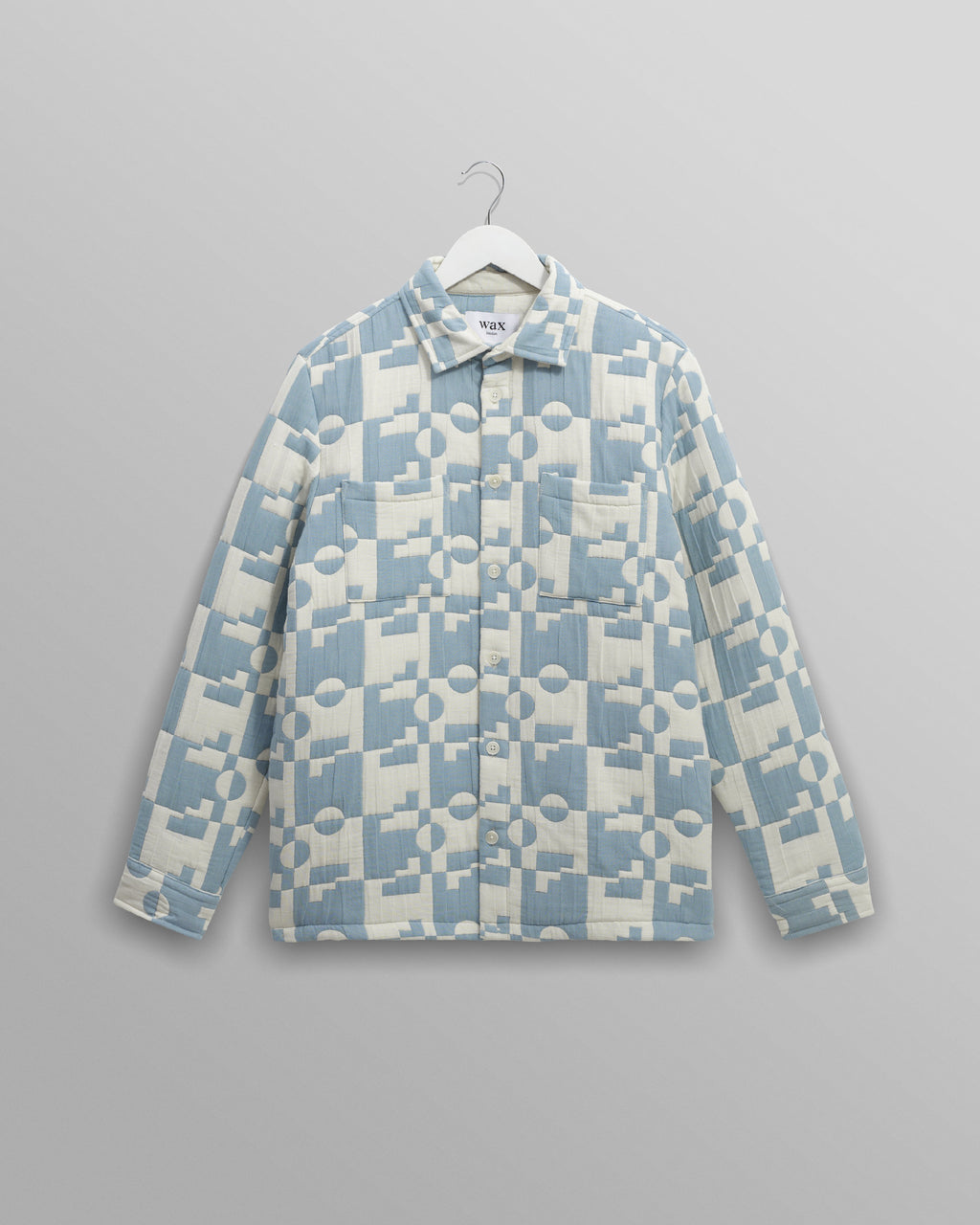 Otto - Pale Blue And Ecru Jigsaw Jacquard Overshirt
