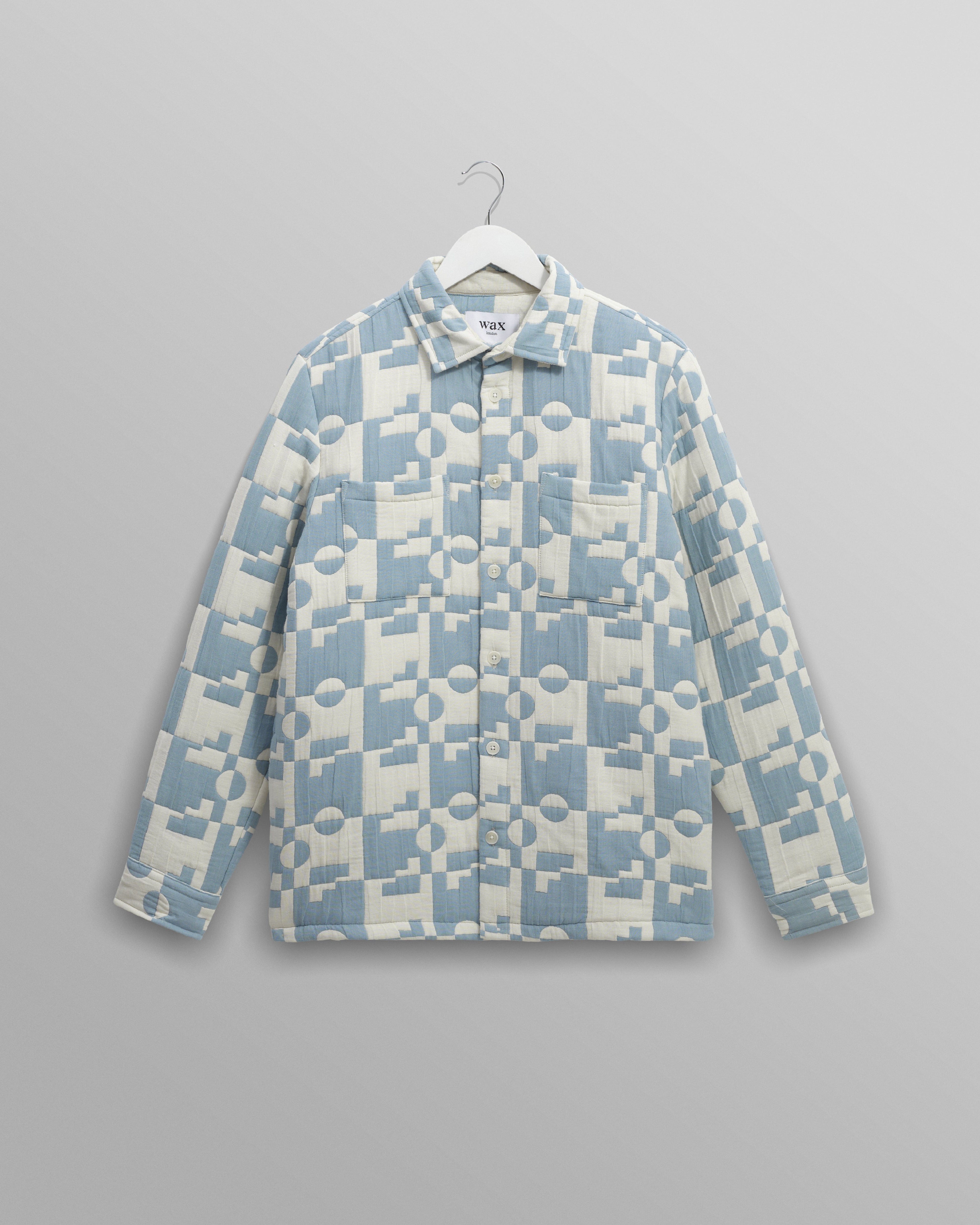 Otto - Pale Blue And Ecru Jigsaw Jacquard Overshirt