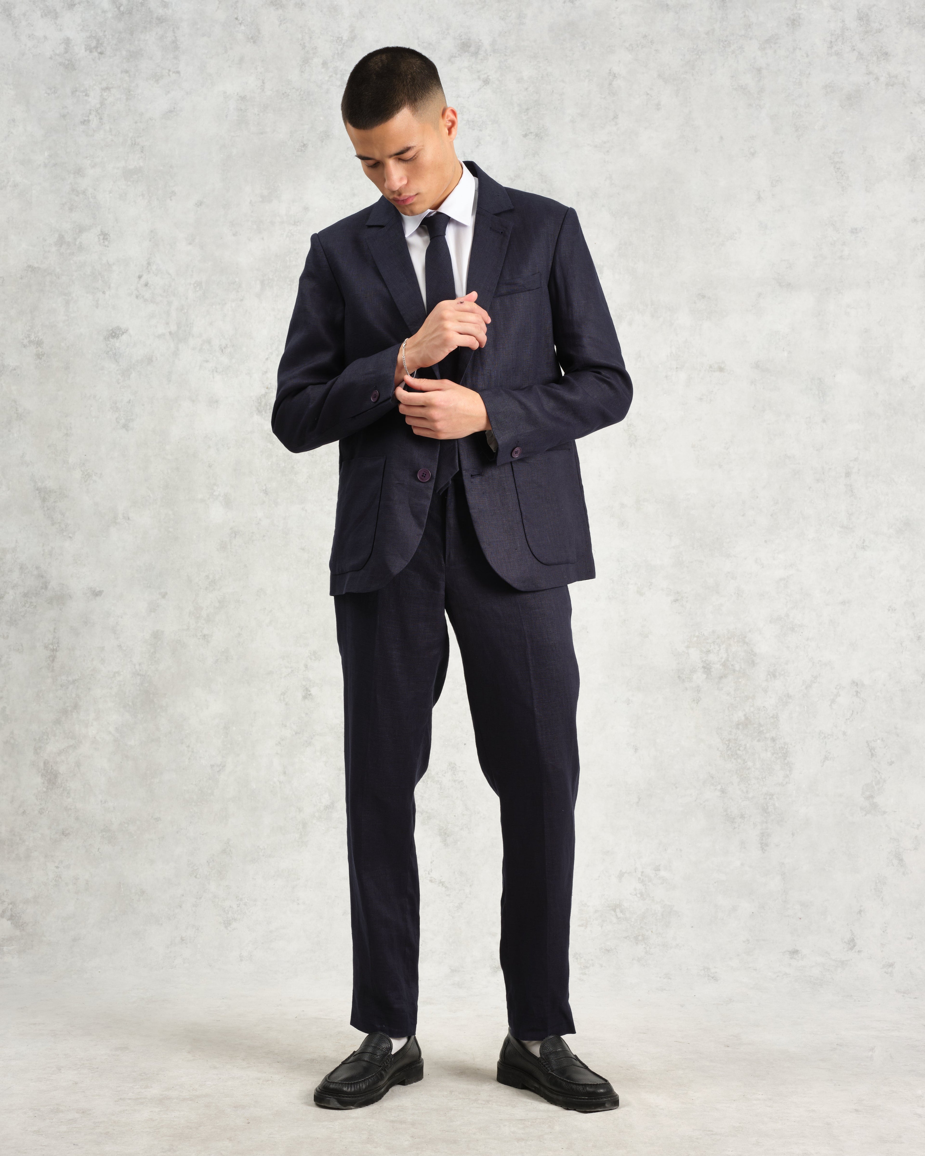 Pavillion - Midnight Navy Linen Tie