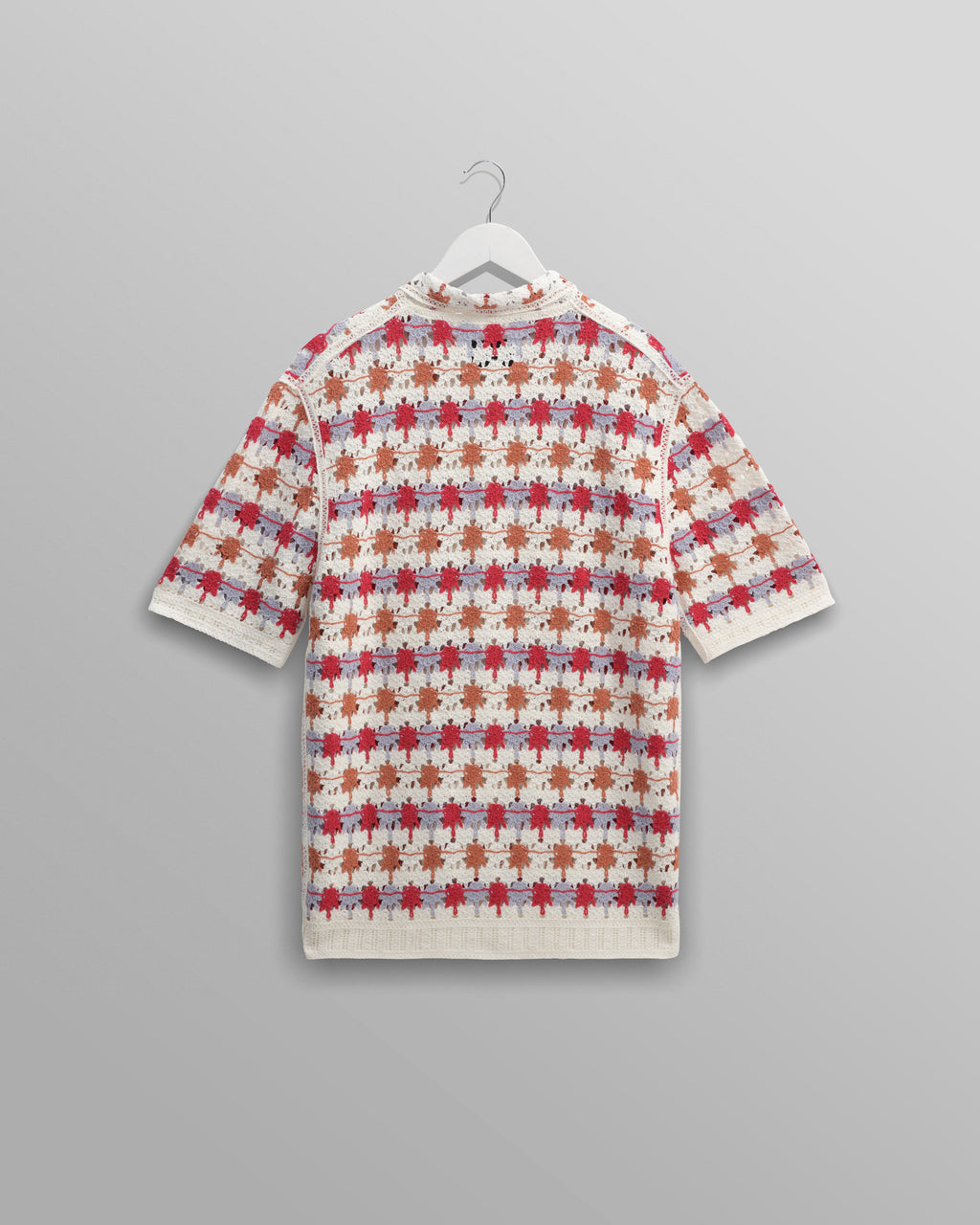 Porto - Ecru And Multicolour Splash Crochet Knitted Polo Shirt