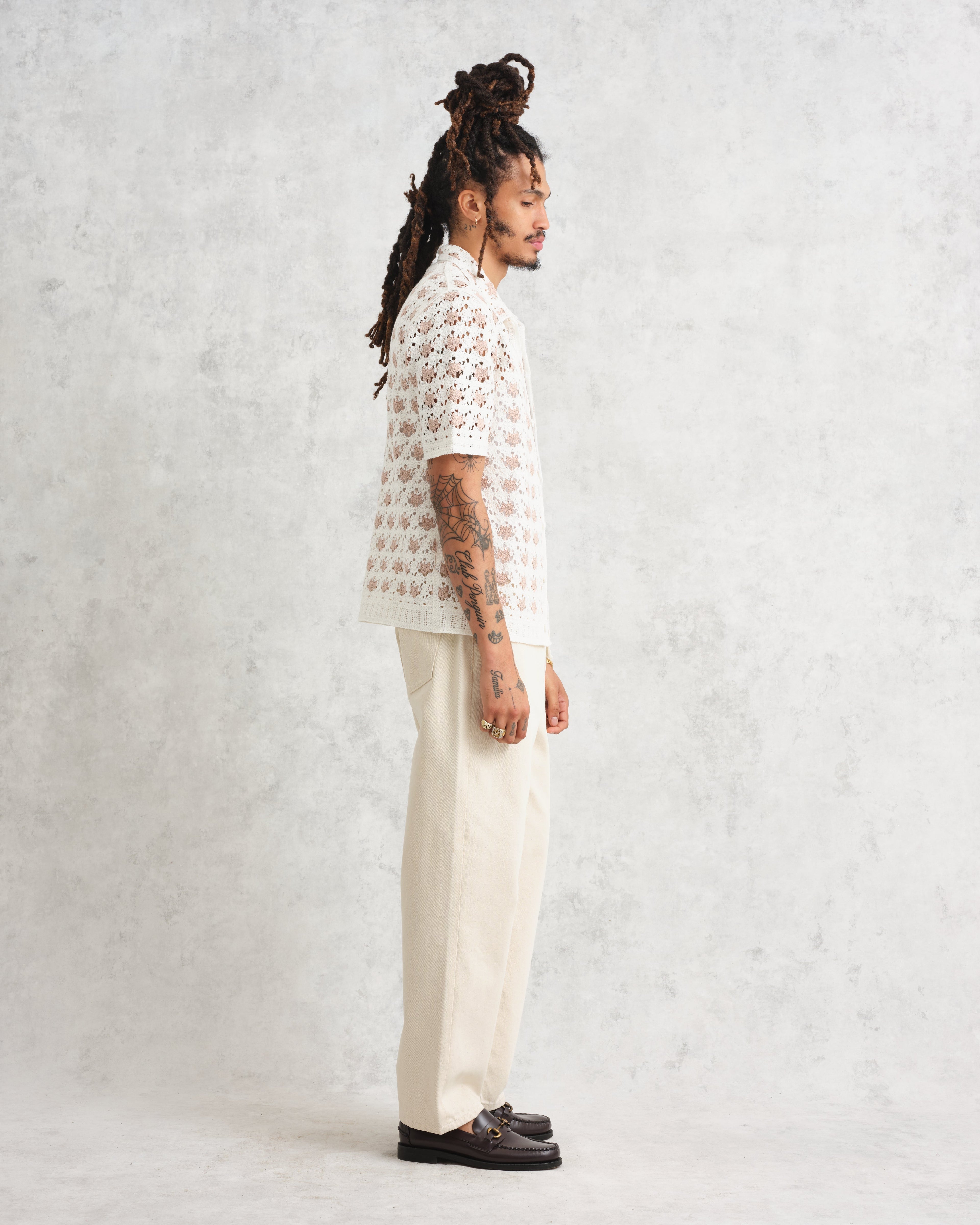 Porto - Ecru Splash Crochet Shirt