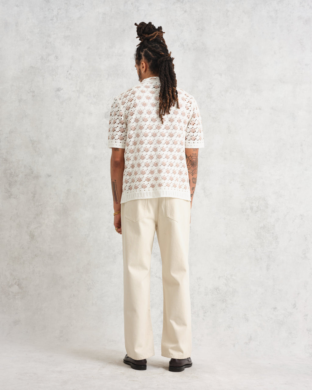 Porto - Ecru Splash Crochet Shirt