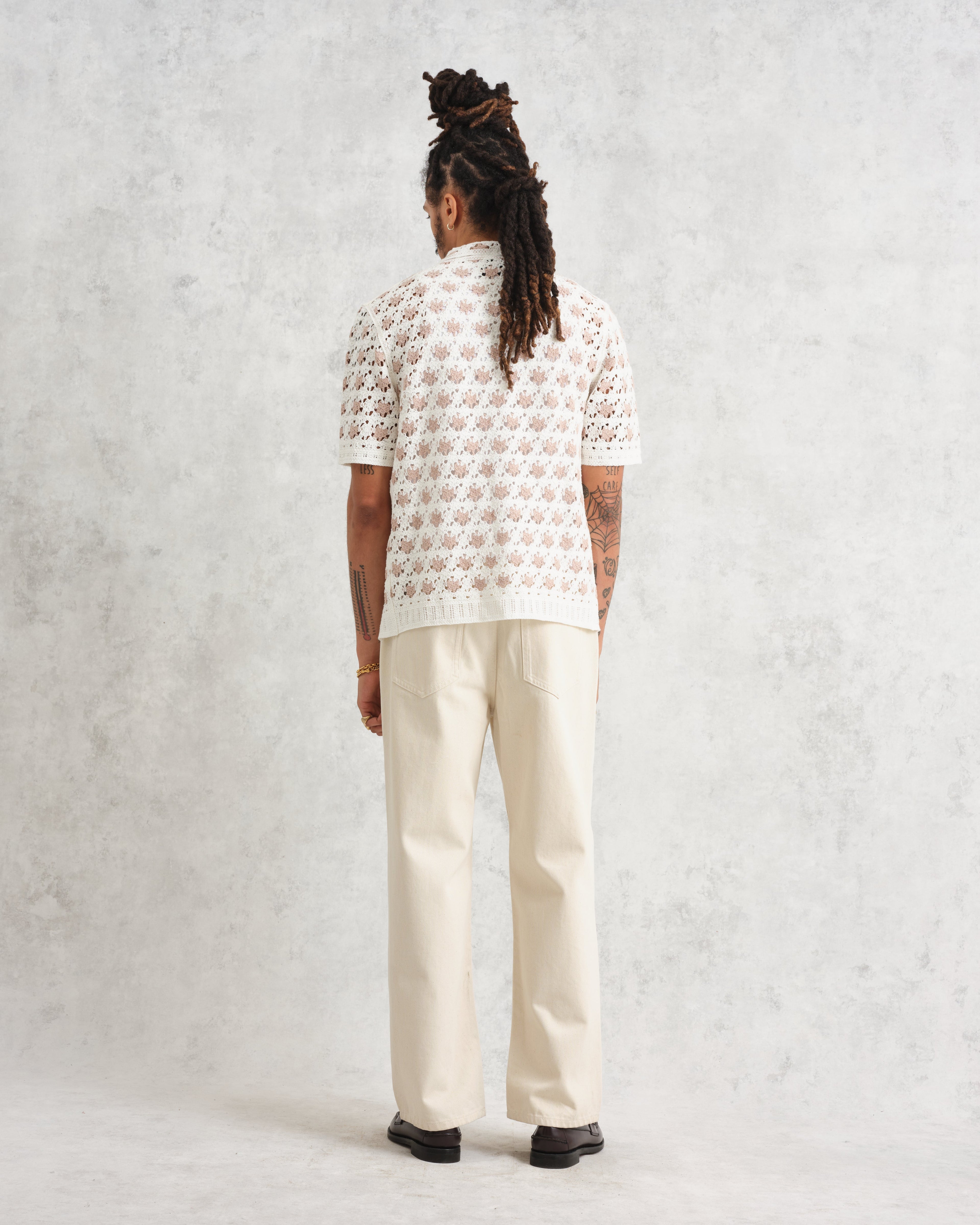 Porto - Ecru Splash Crochet Shirt