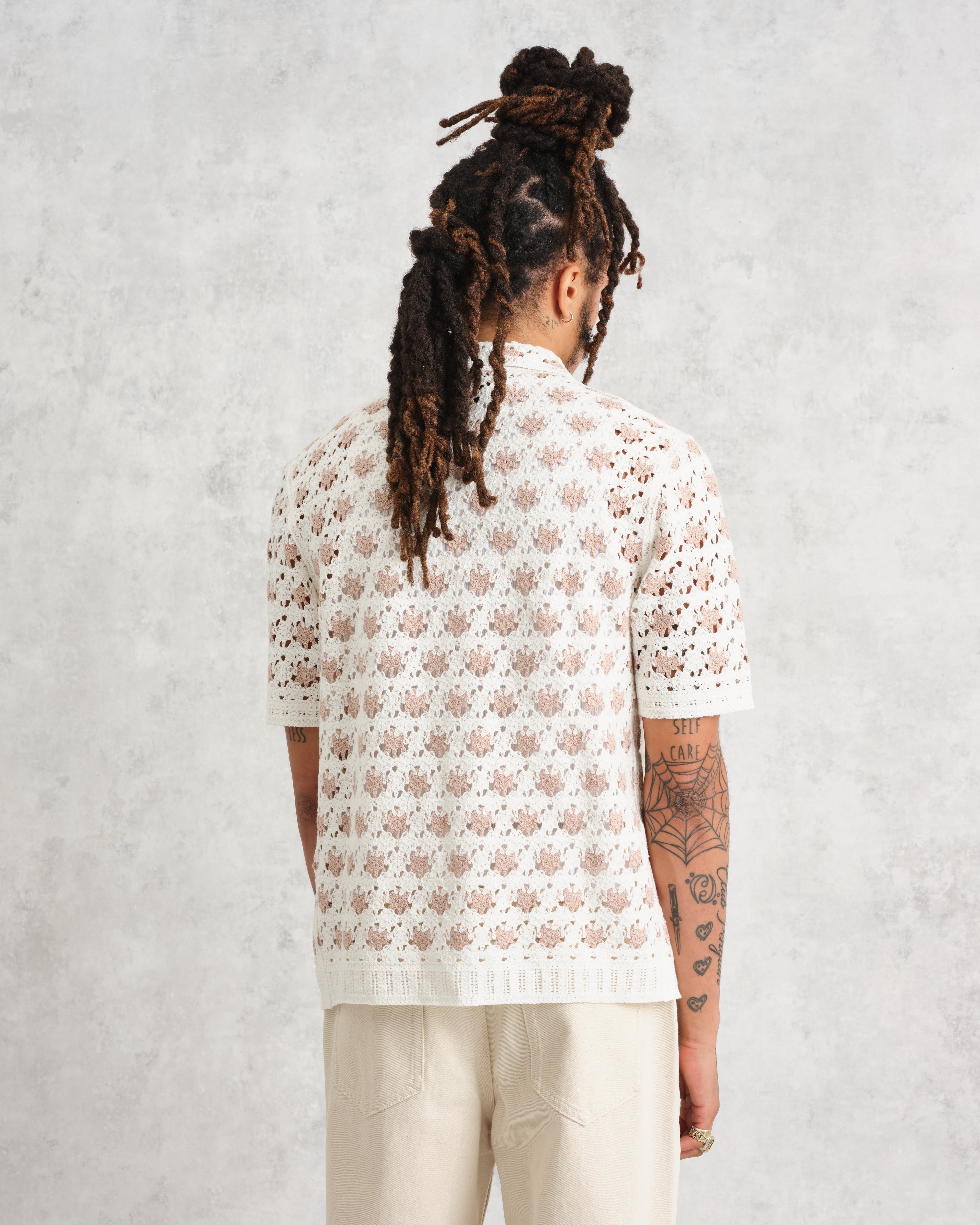 Porto - Ecru Splash Crochet Shirt