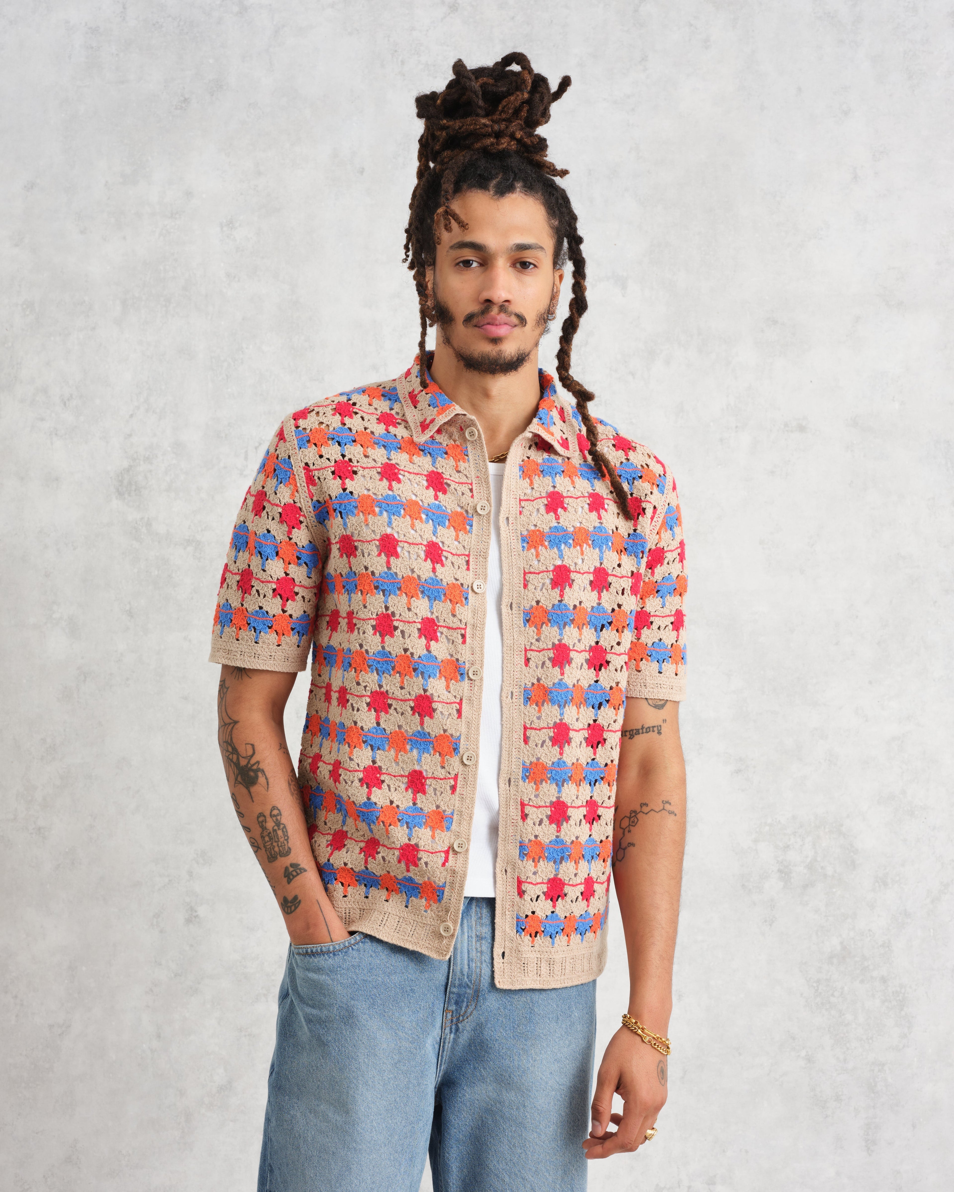 Porto - Multicolour Splash Crochet Shirt
