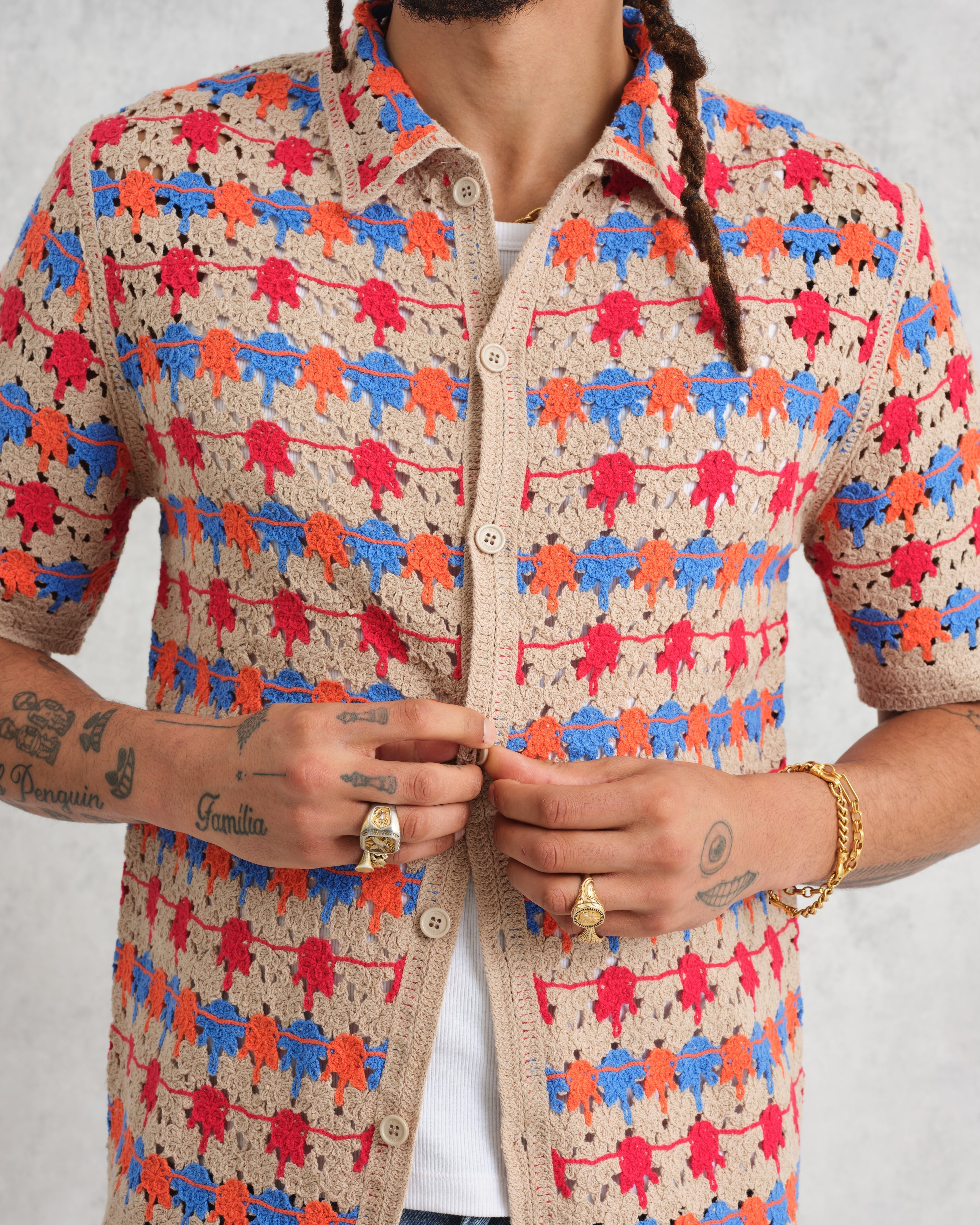 Porto - Multicolour Splash Crochet Shirt