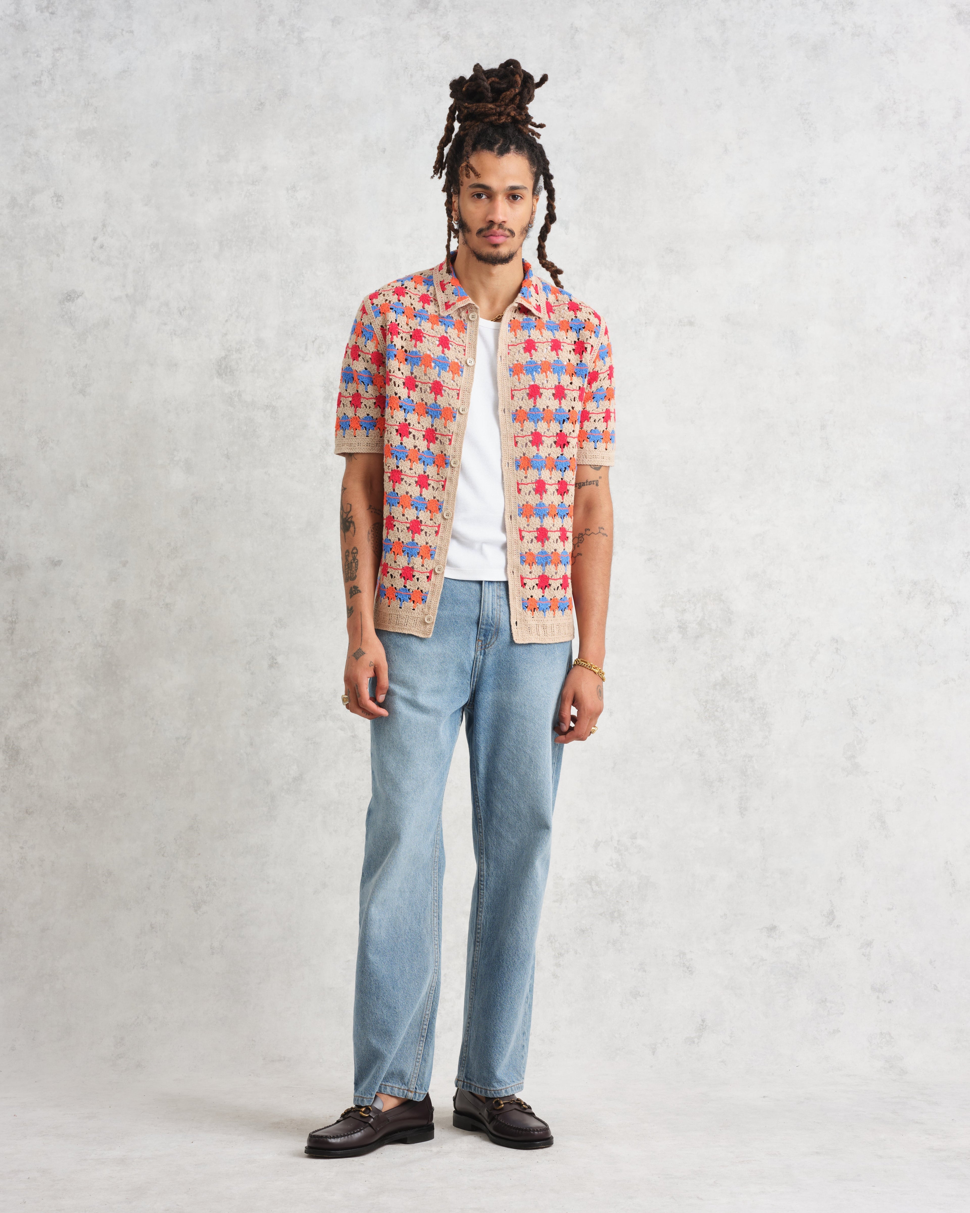 Porto - Multicolour Splash Crochet Shirt