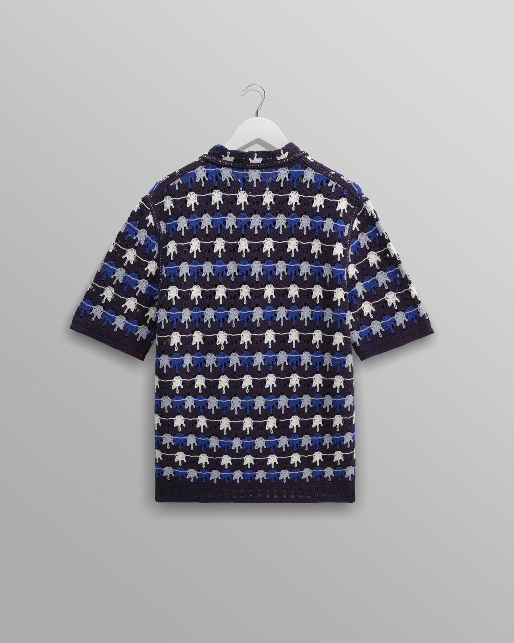 Porto - Navy Splash Crochet Knitted Polo Shirt