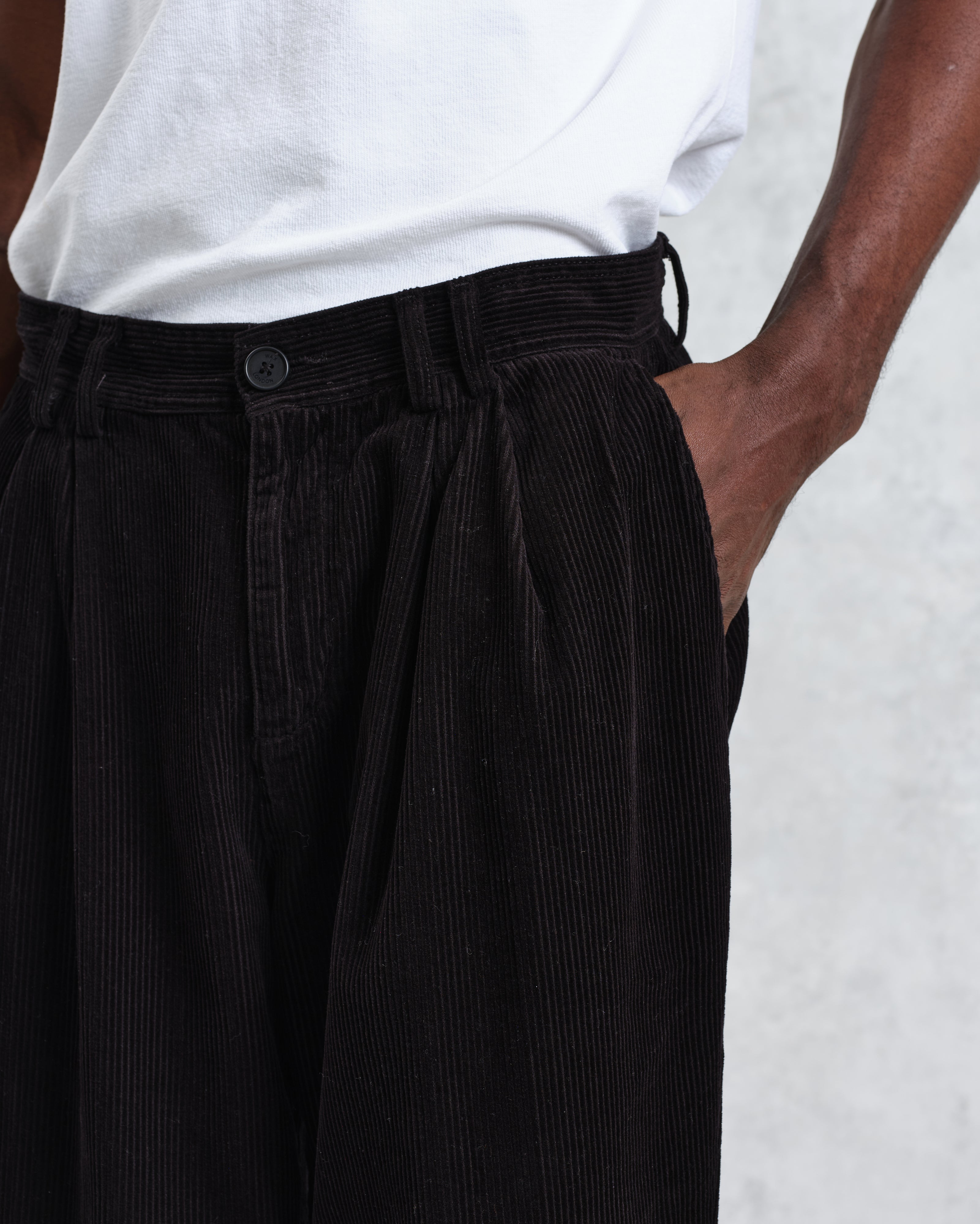 Raleigh - Black Corduroy Pleated Trousers
