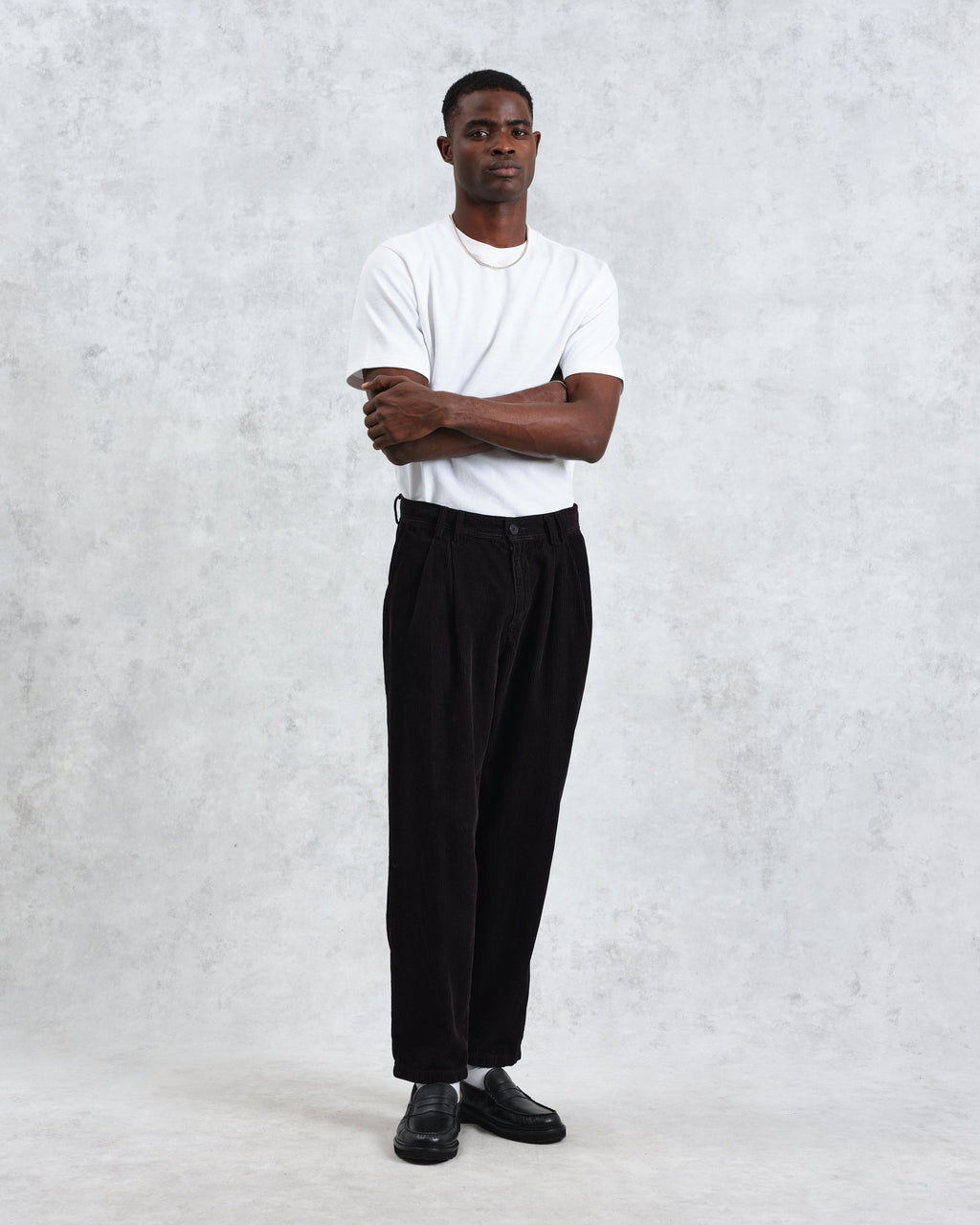 Raleigh - Black Corduroy Pleated Trousers