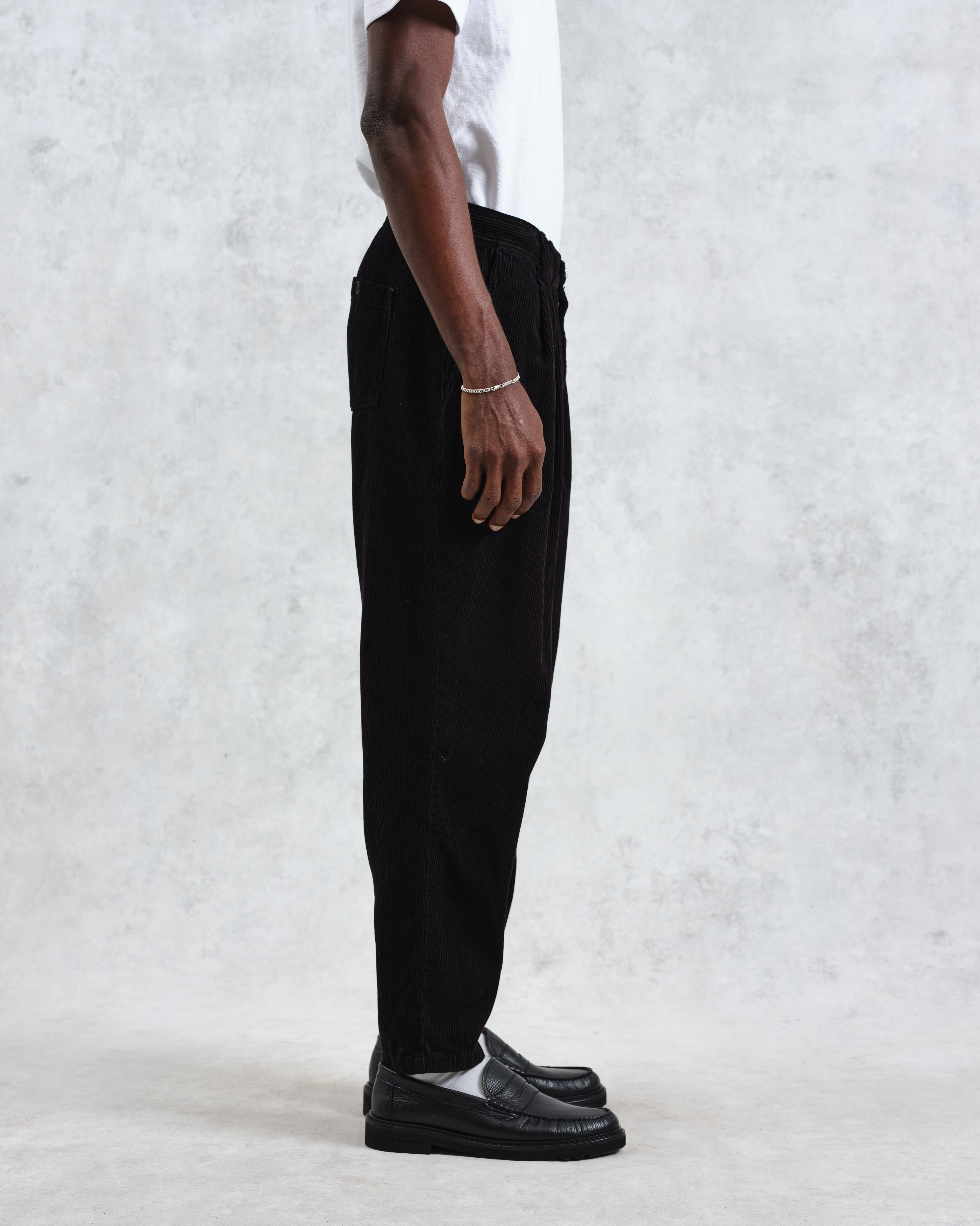 Raleigh - Black Corduroy Pleated Trousers