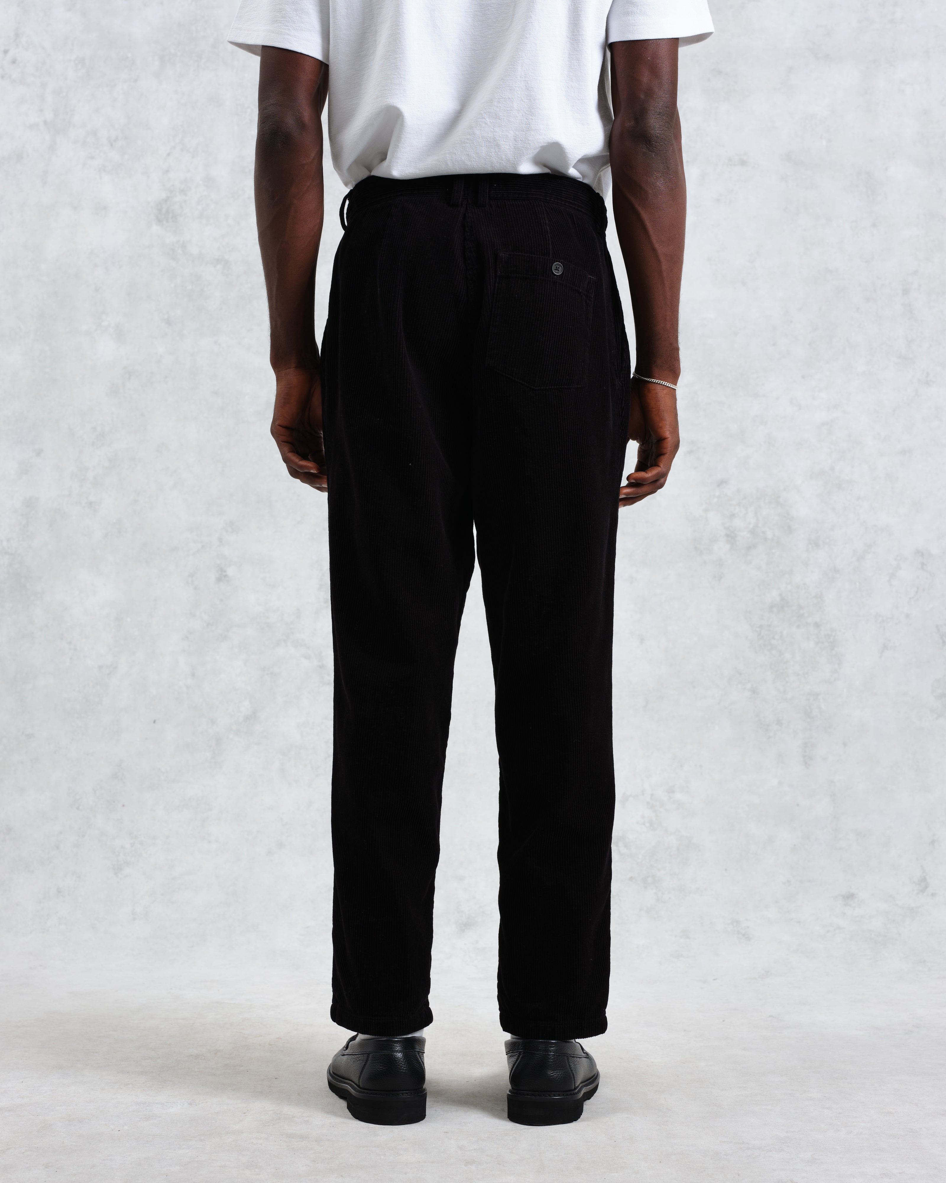 Raleigh - Black Corduroy Pleated Trousers
