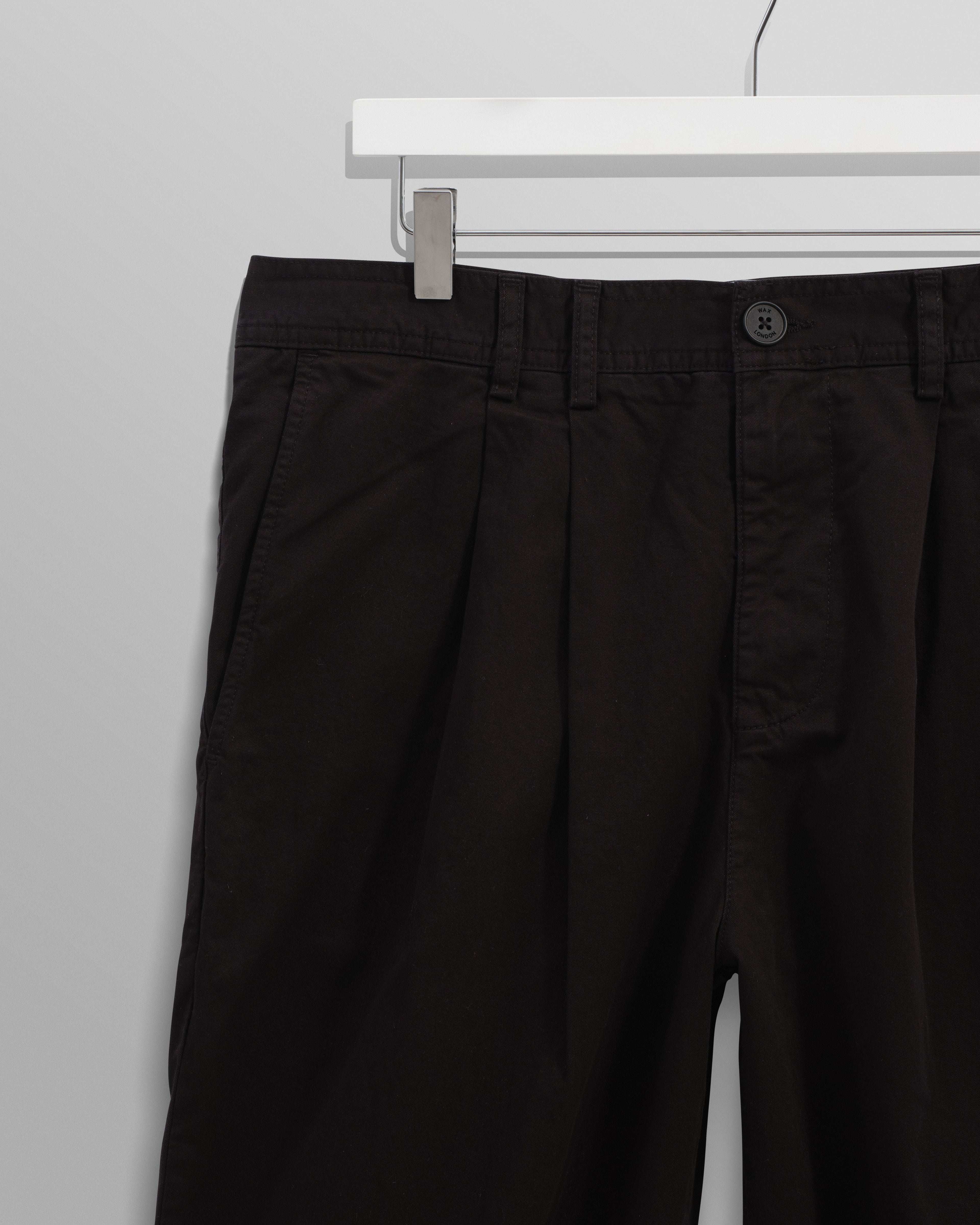 Raleigh - Black Cotton Pleated Trousers