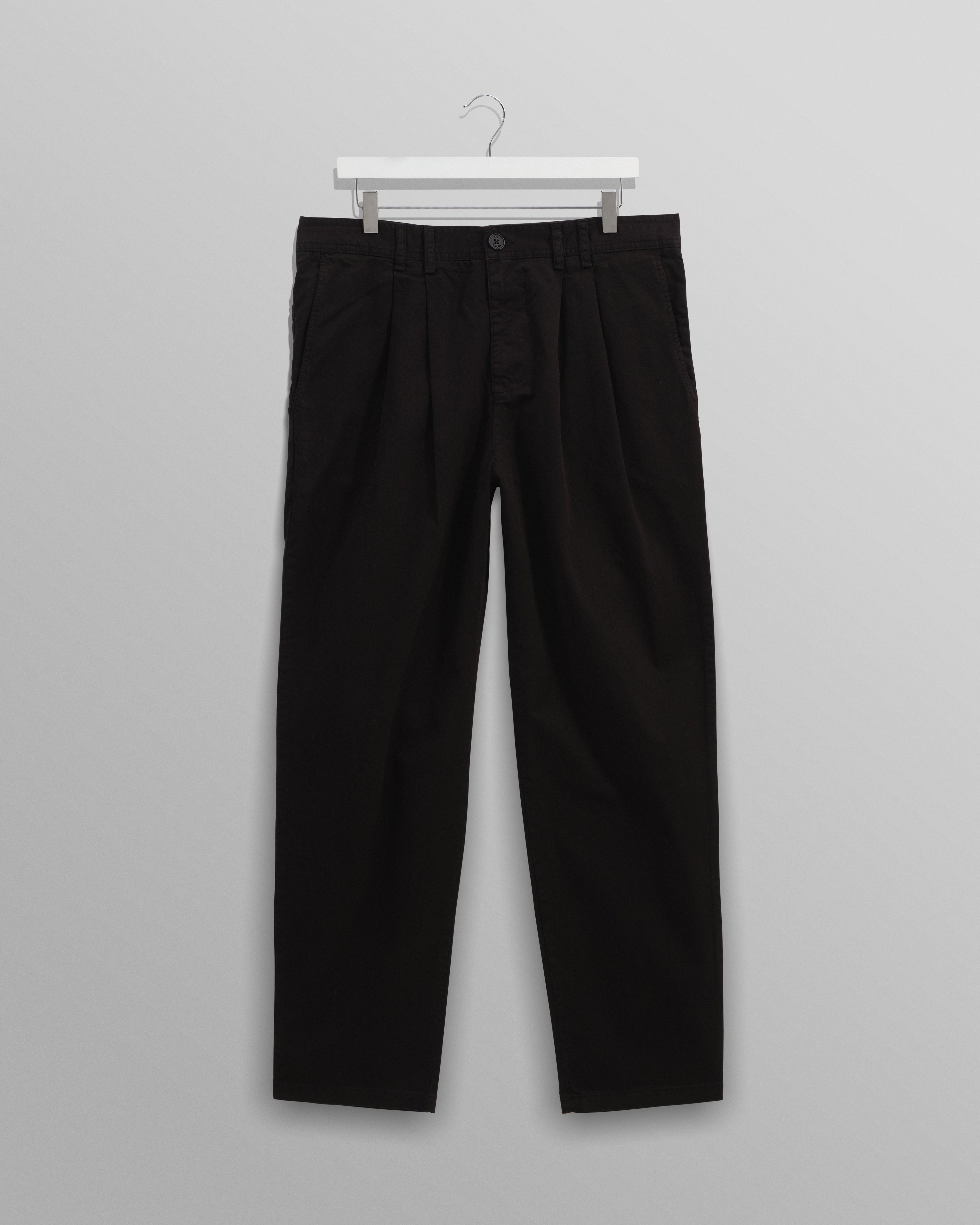 Raleigh - Black Cotton Pleated Trousers