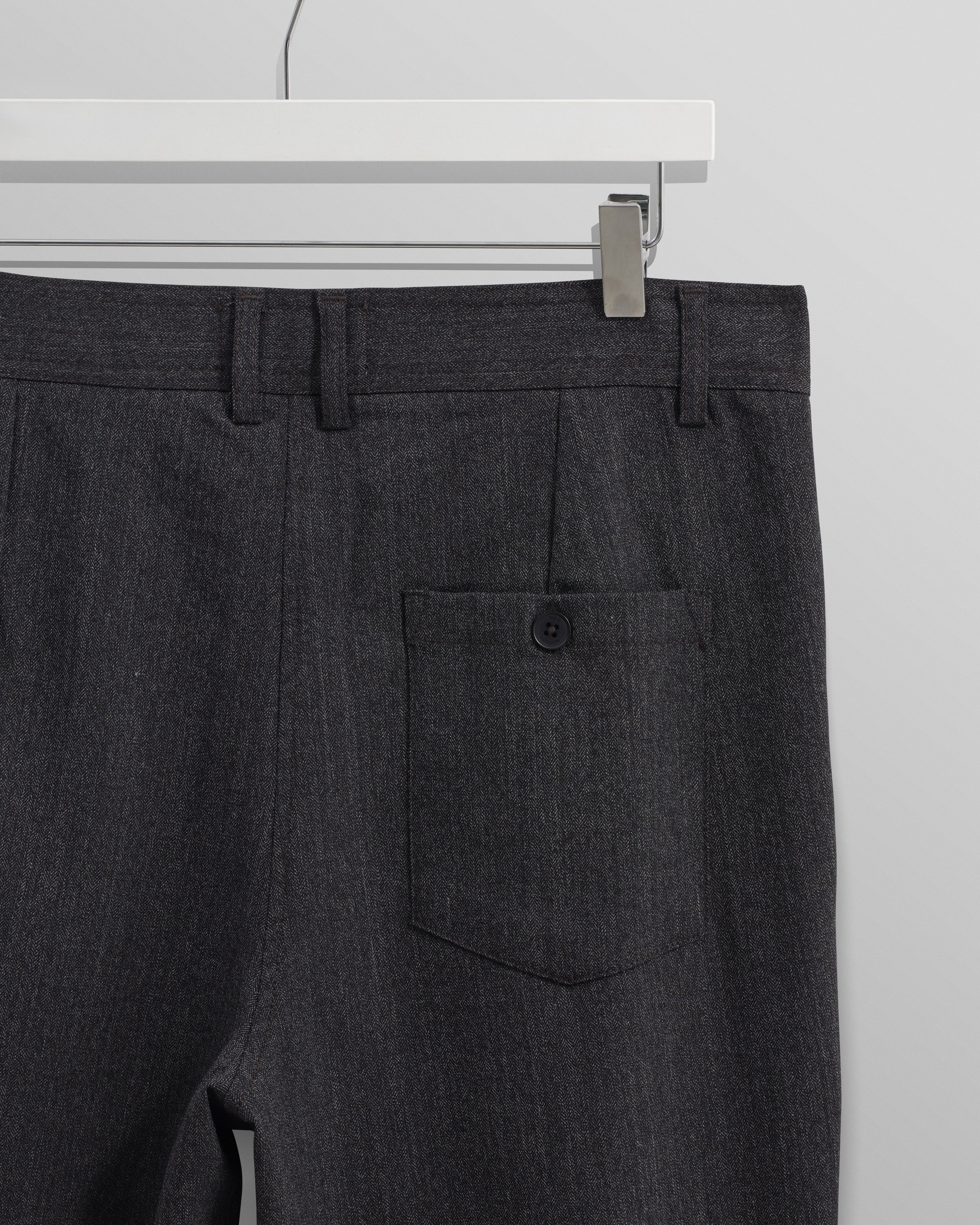 Raleigh - Charcoal Herringbone Pleated Trousers