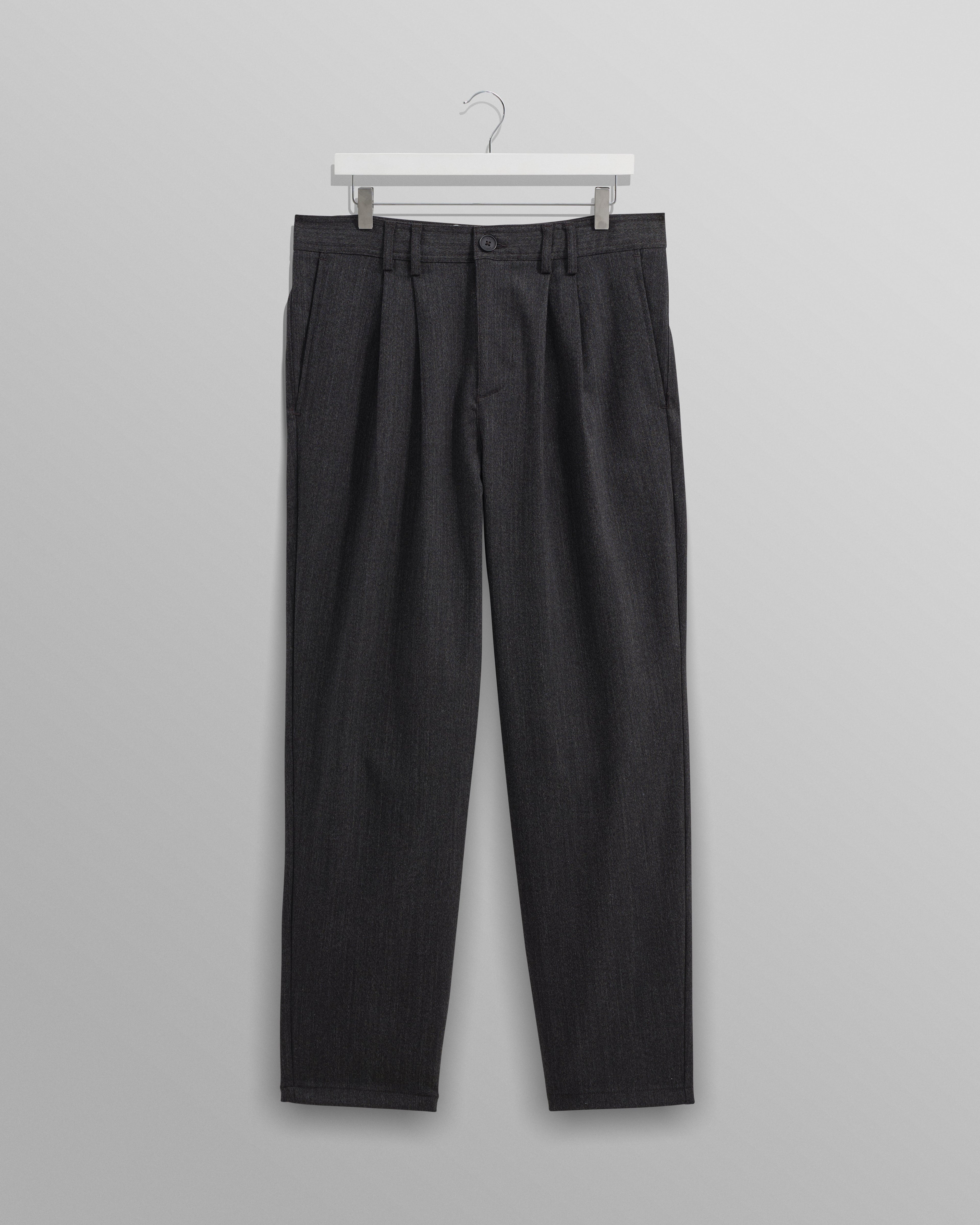 Raleigh - Charcoal Herringbone Pleated Trousers