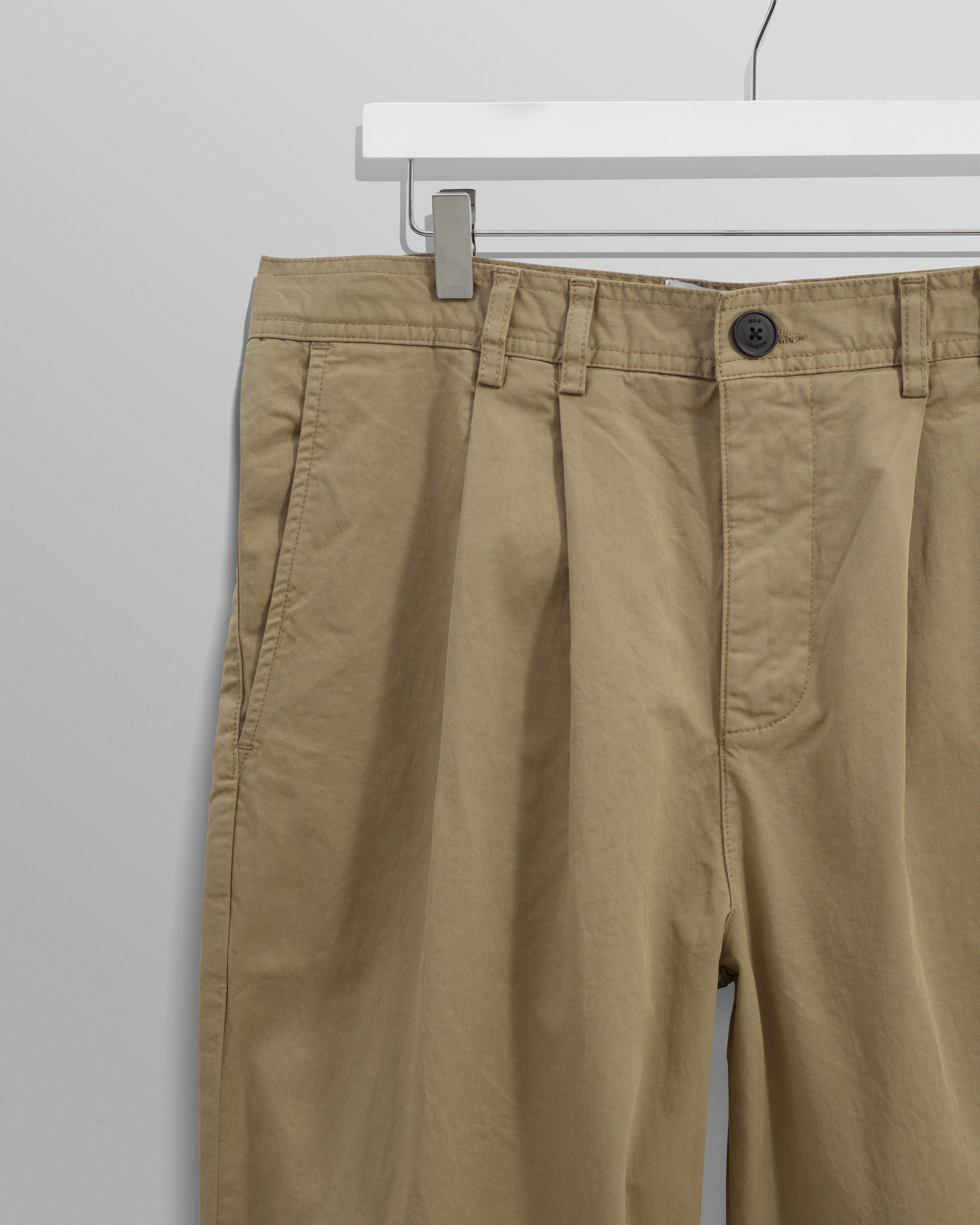 Raleigh - Khaki Cotton Pleated Trousers