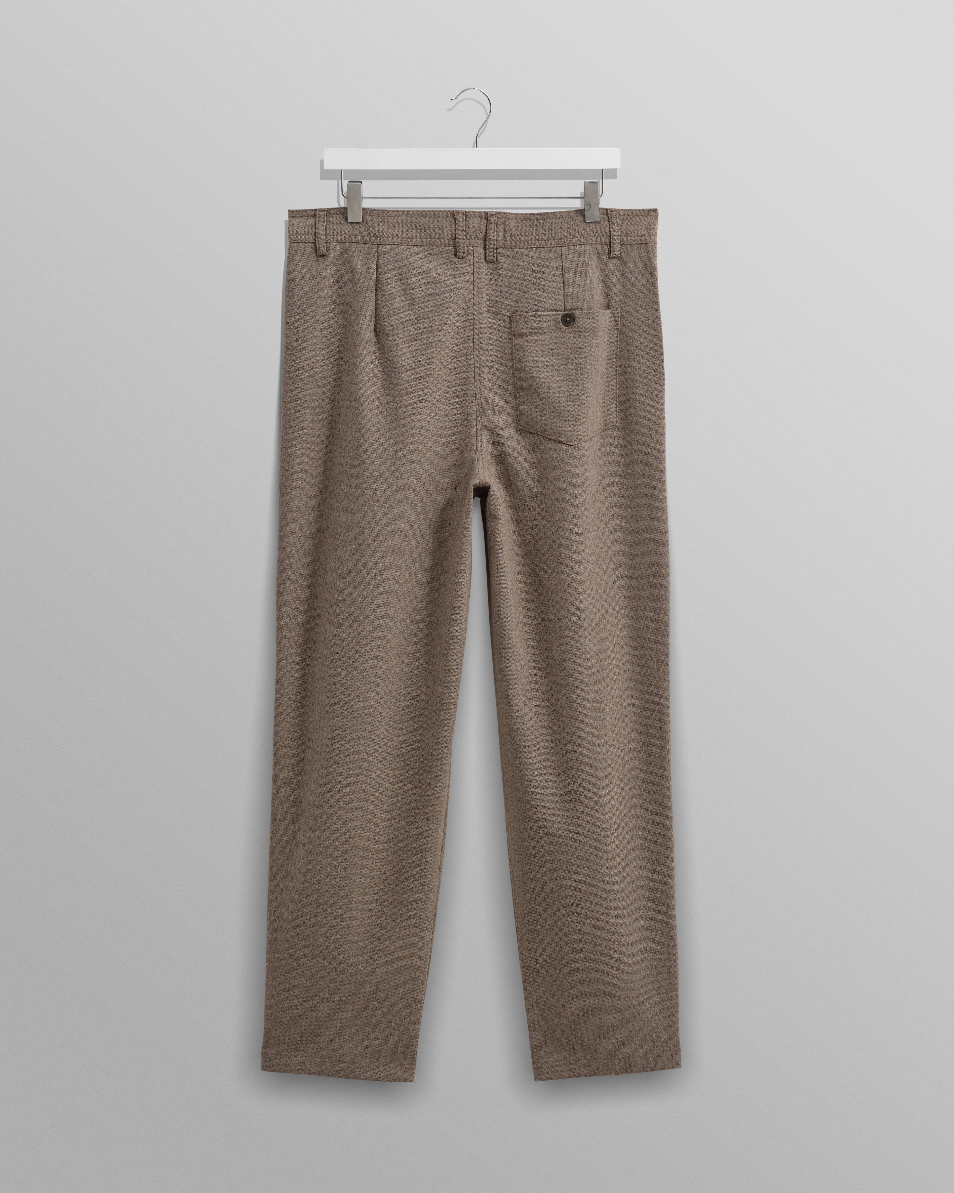 Raleigh - Light Brown Herringbone Pleated Trousers